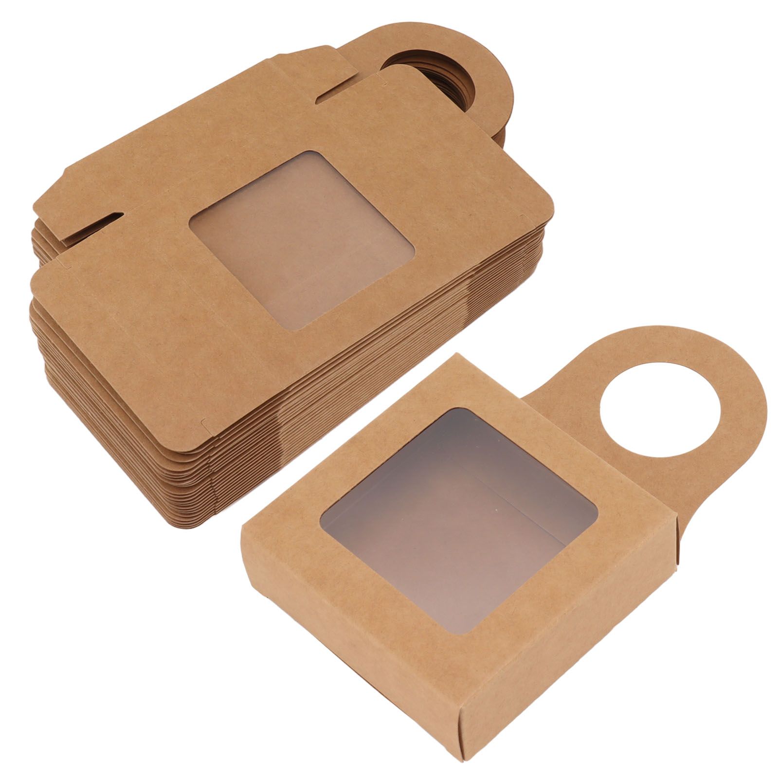 25 Count Kraft Paper Wine Bottle Box with Hanging Hook Window Foldable Kraft view 7