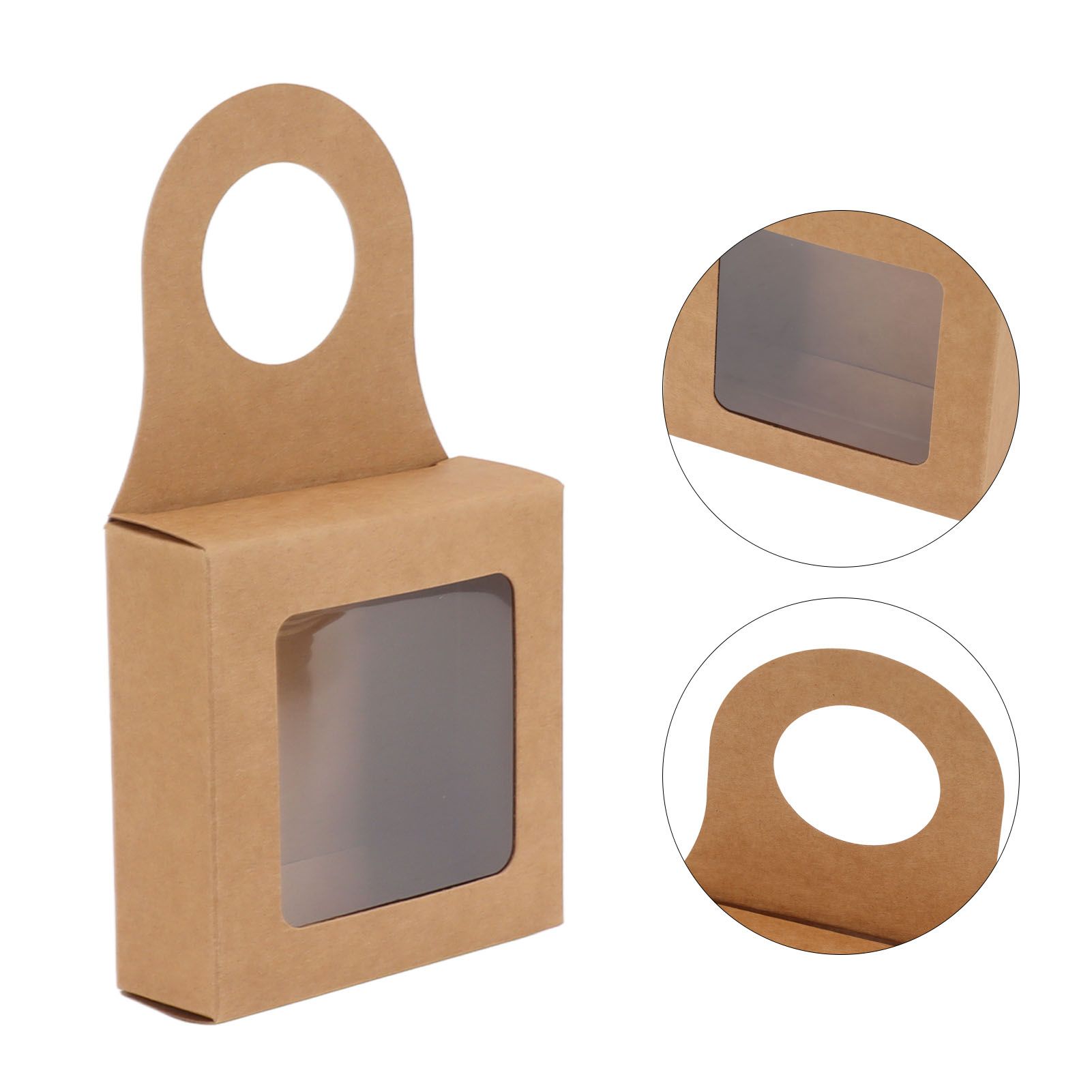 25 Count Kraft Paper Wine Bottle Box with Hanging Hook Window Foldable Kraft view 10