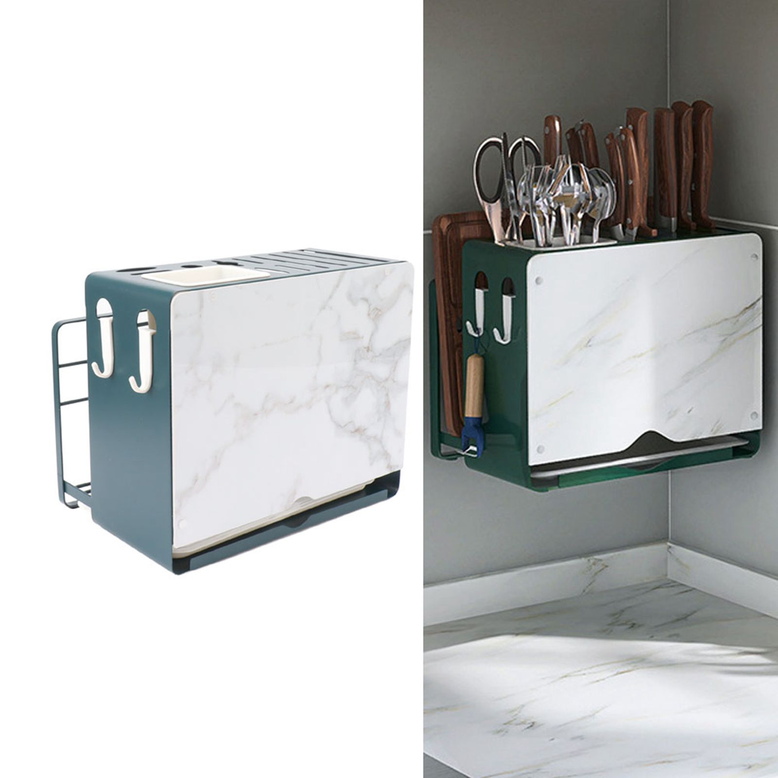 Multifunctional Knife Blocks with White Plate Cutting Board Pot Lid Holder for view 11