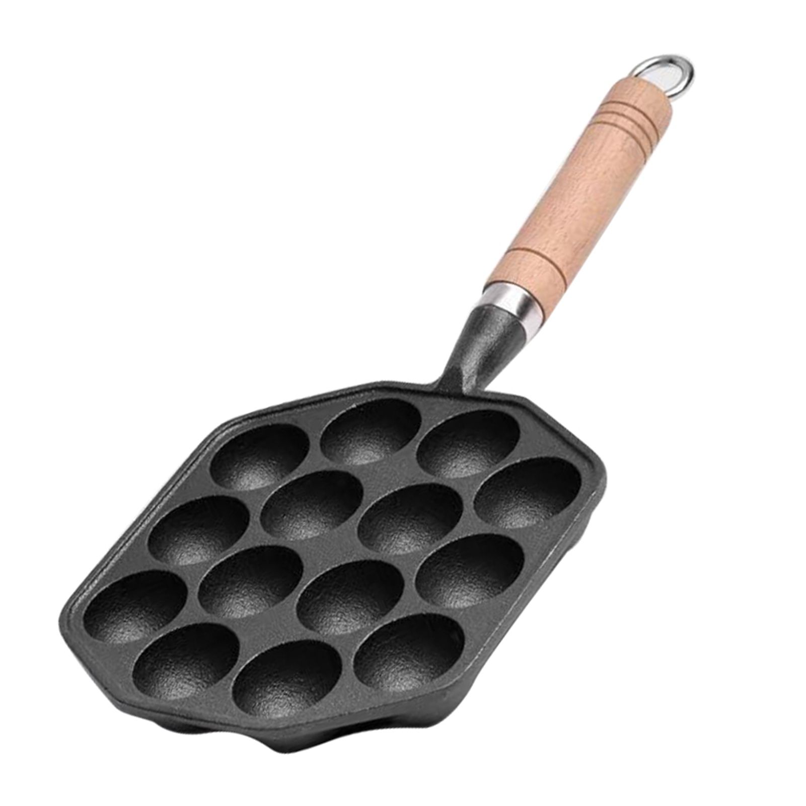 14 Holes Takoyaki Pan Nonstick Cast Iron Octopus Meat Balls Mold Maker with view 3