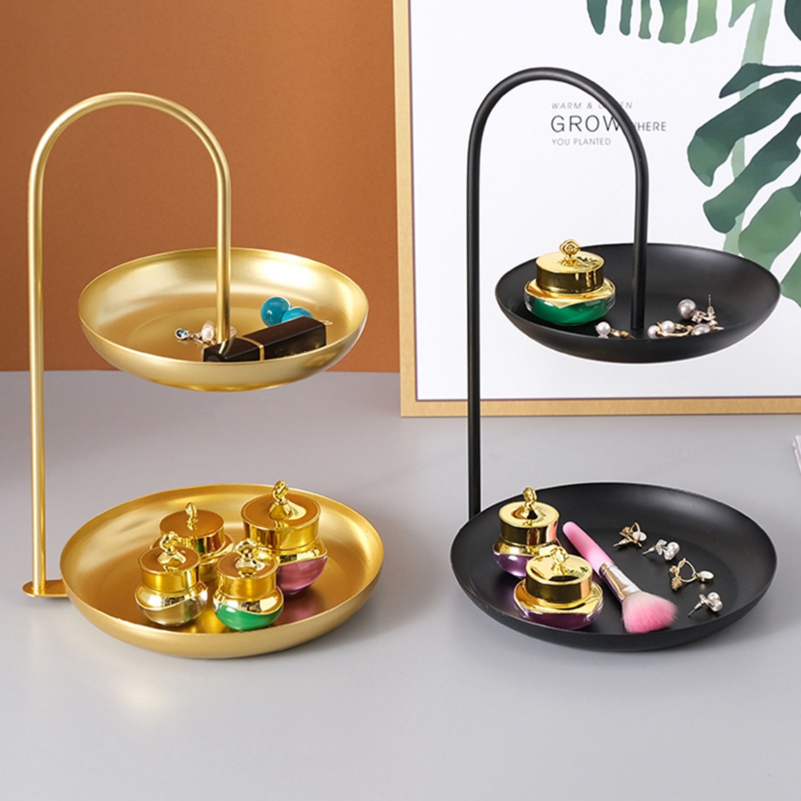 2 Tier Iron Fruit Serving Tray Waterproof Multi Tier Storage Platter for view 11