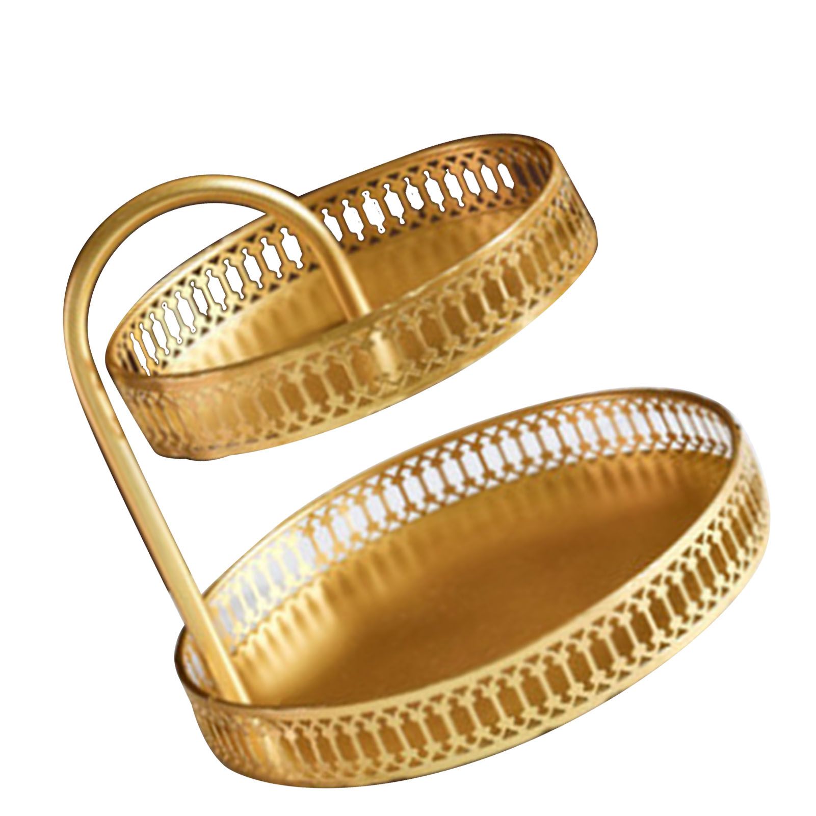 Double Layer Pastry Tray Decorative Copper Gold Biscuits Dessert Display Plate view 3