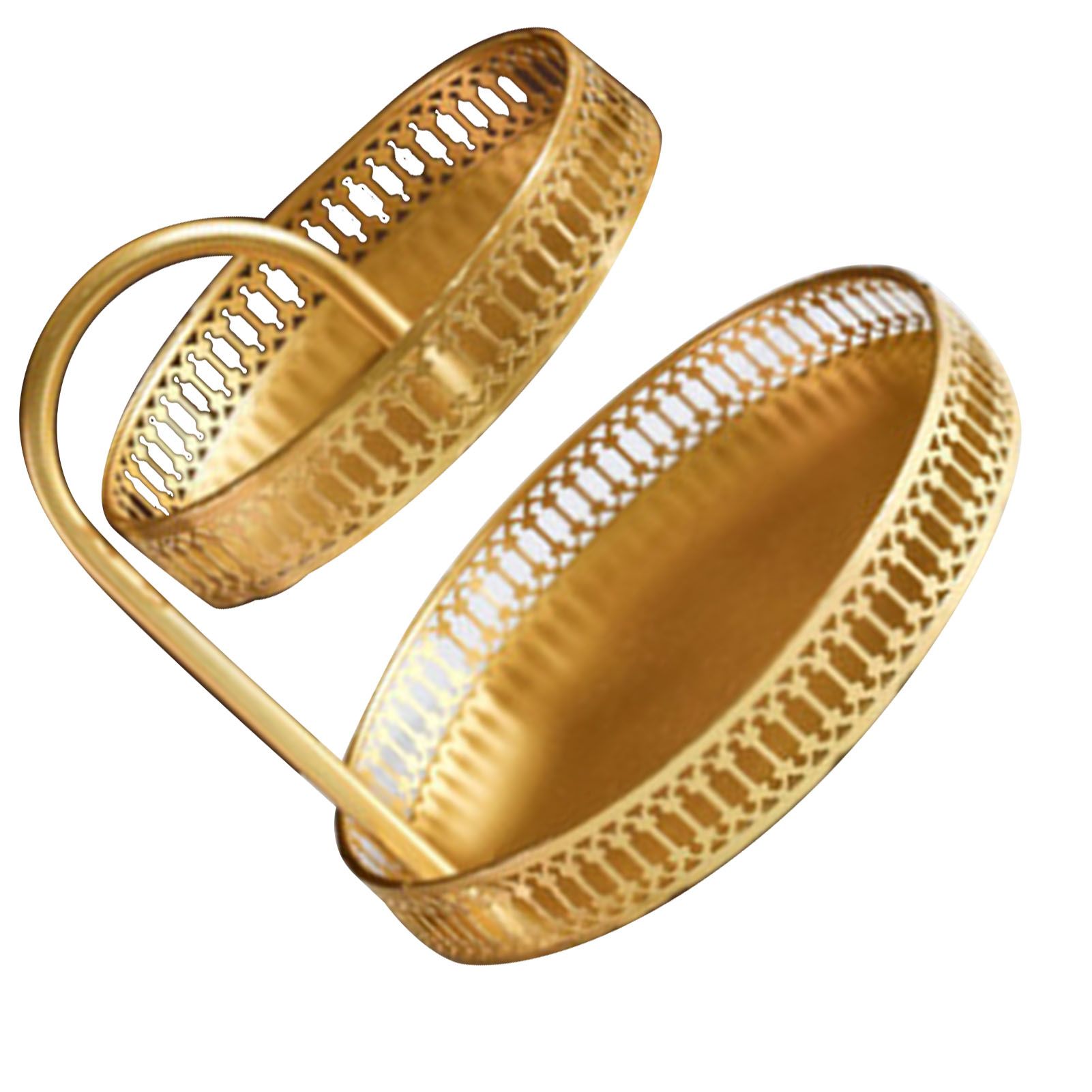 Double Layer Pastry Tray Decorative Copper Gold Biscuits Dessert Display Plate view 4
