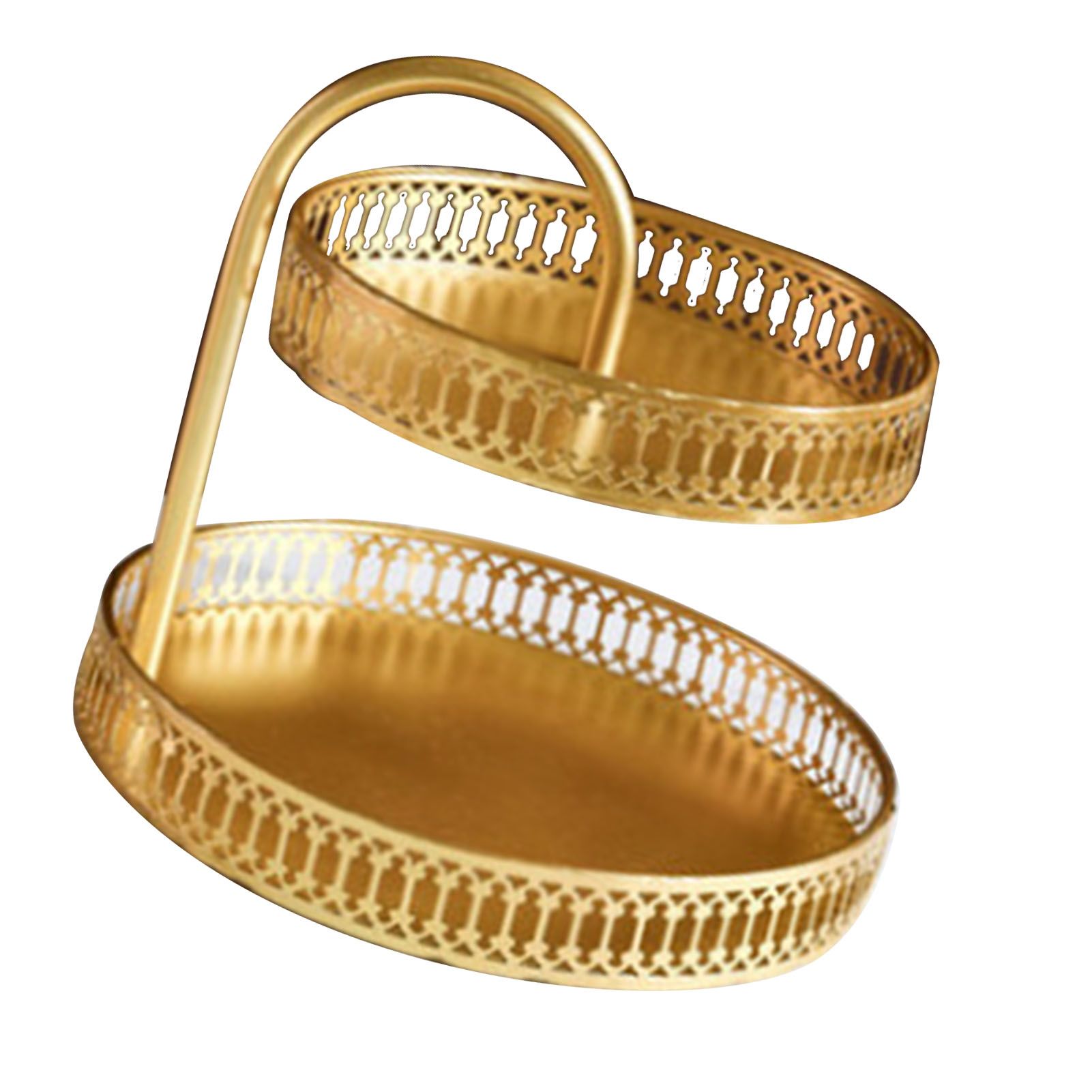 Double Layer Pastry Tray Decorative Copper Gold Biscuits Dessert Display Plate view 10