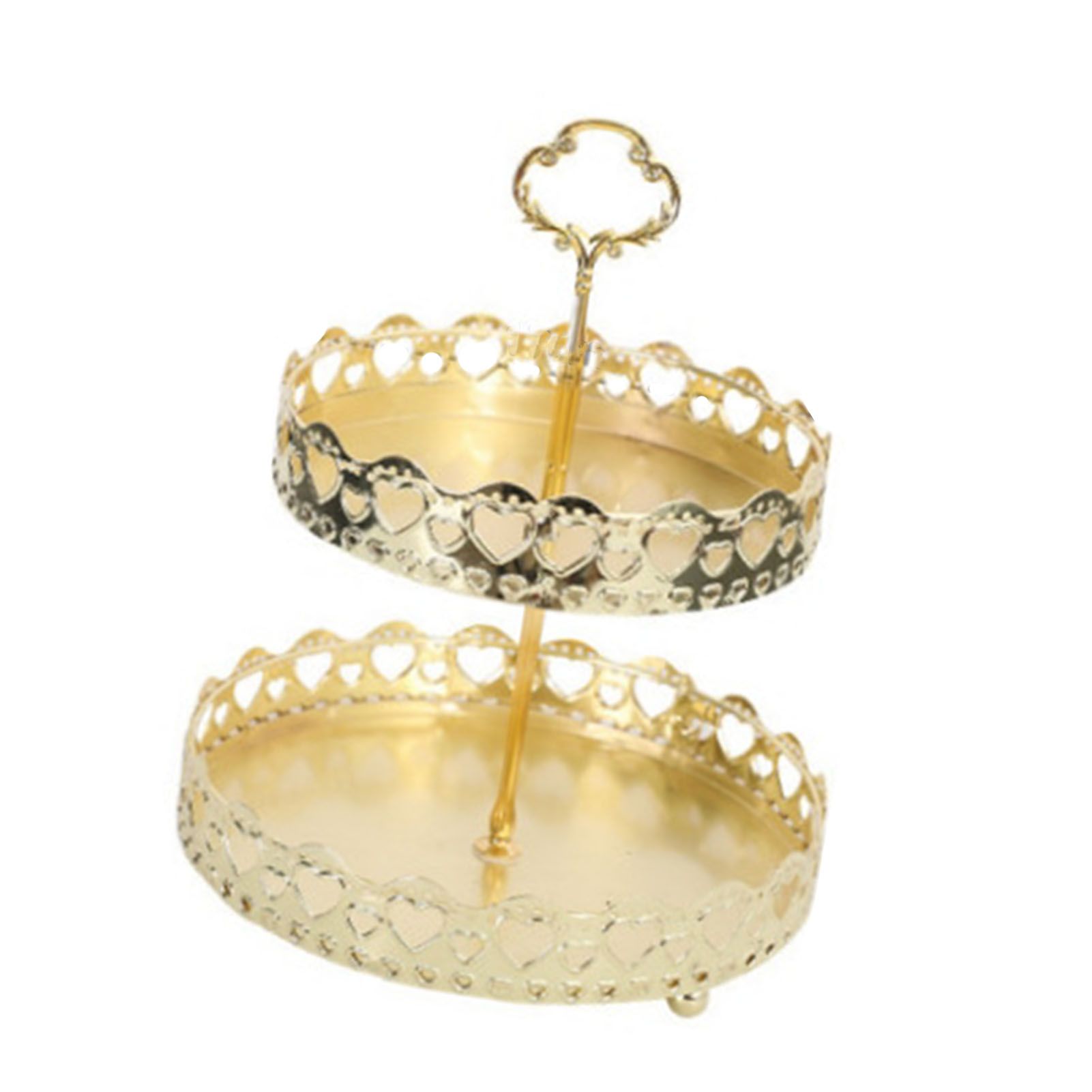 Double Layer Pastry Tray Decorative Copper Gold Biscuits Dessert Display Plate view 2