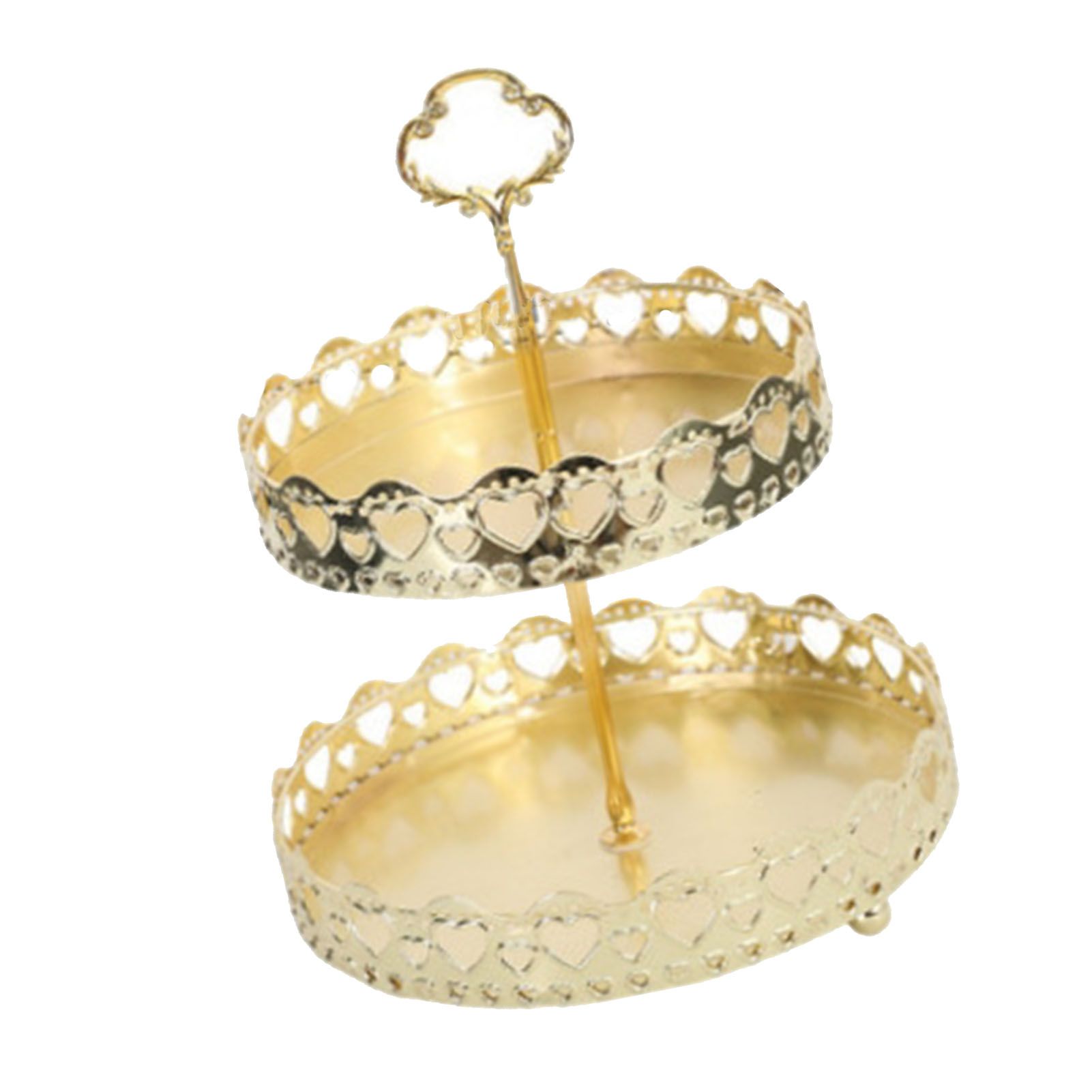 Double Layer Pastry Tray Decorative Copper Gold Biscuits Dessert Display Plate view 3