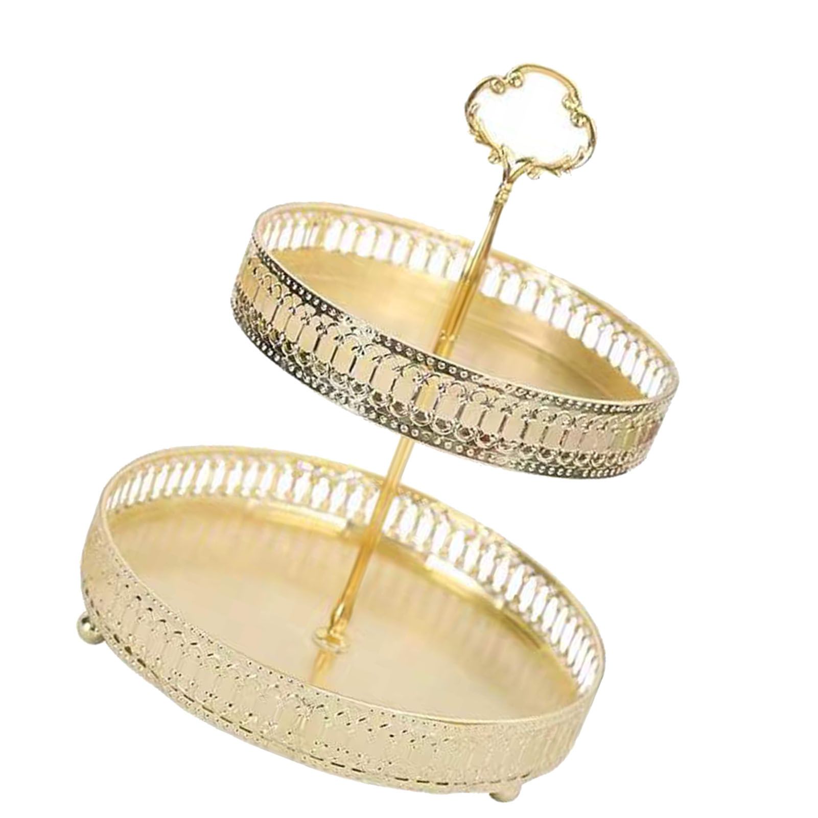 Double Layer Pastry Tray Decorative Copper Gold Biscuits Dessert Display Plate view 4