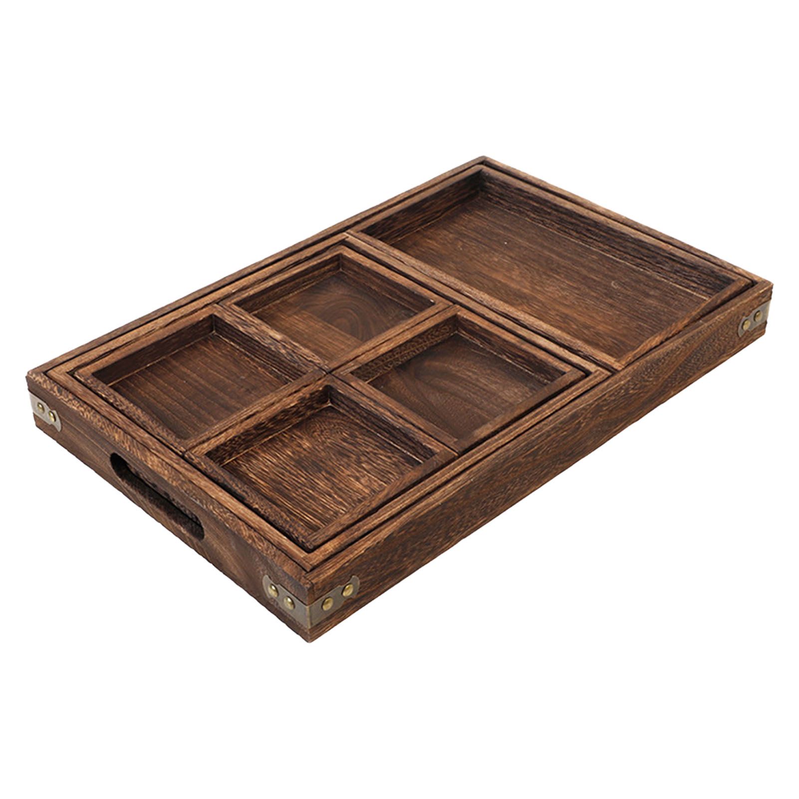 Wood Tea Tray Fade Resistant Exquisite Retro Reinforced Rectangular Tea