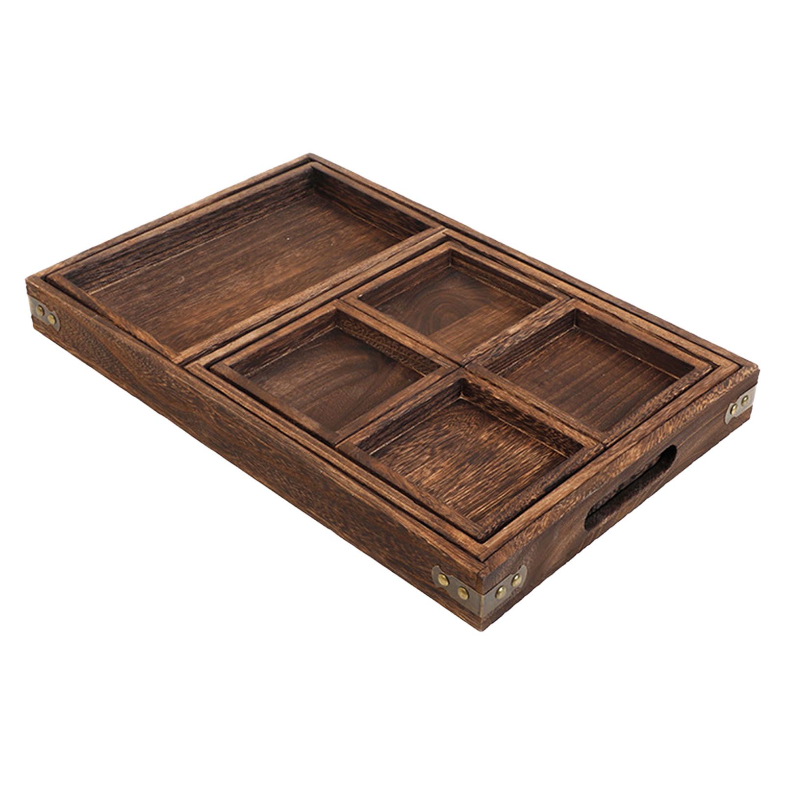 Wood Tea Tray Fade Resistant Exquisite Retro Reinforced Rectangular Tea view 2