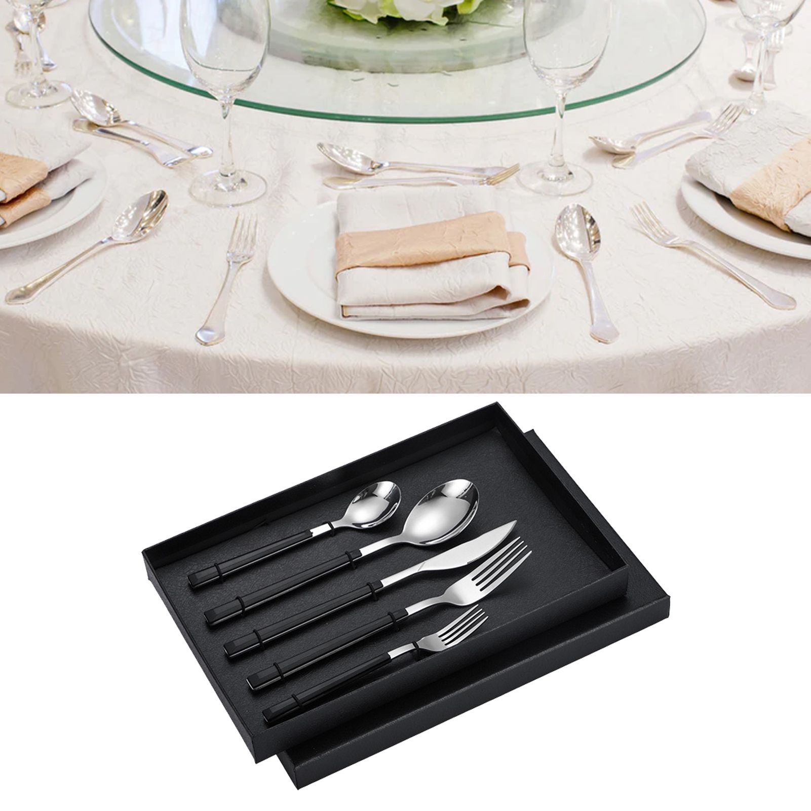 Tableware Cutlery Set Stainless Steel Dinner Knives Forks Spoons Eating view 5