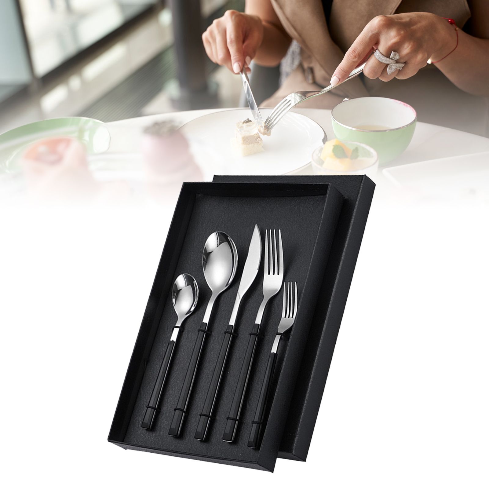 Tableware Cutlery Set Stainless Steel Dinner Knives Forks Spoons Eating view 6
