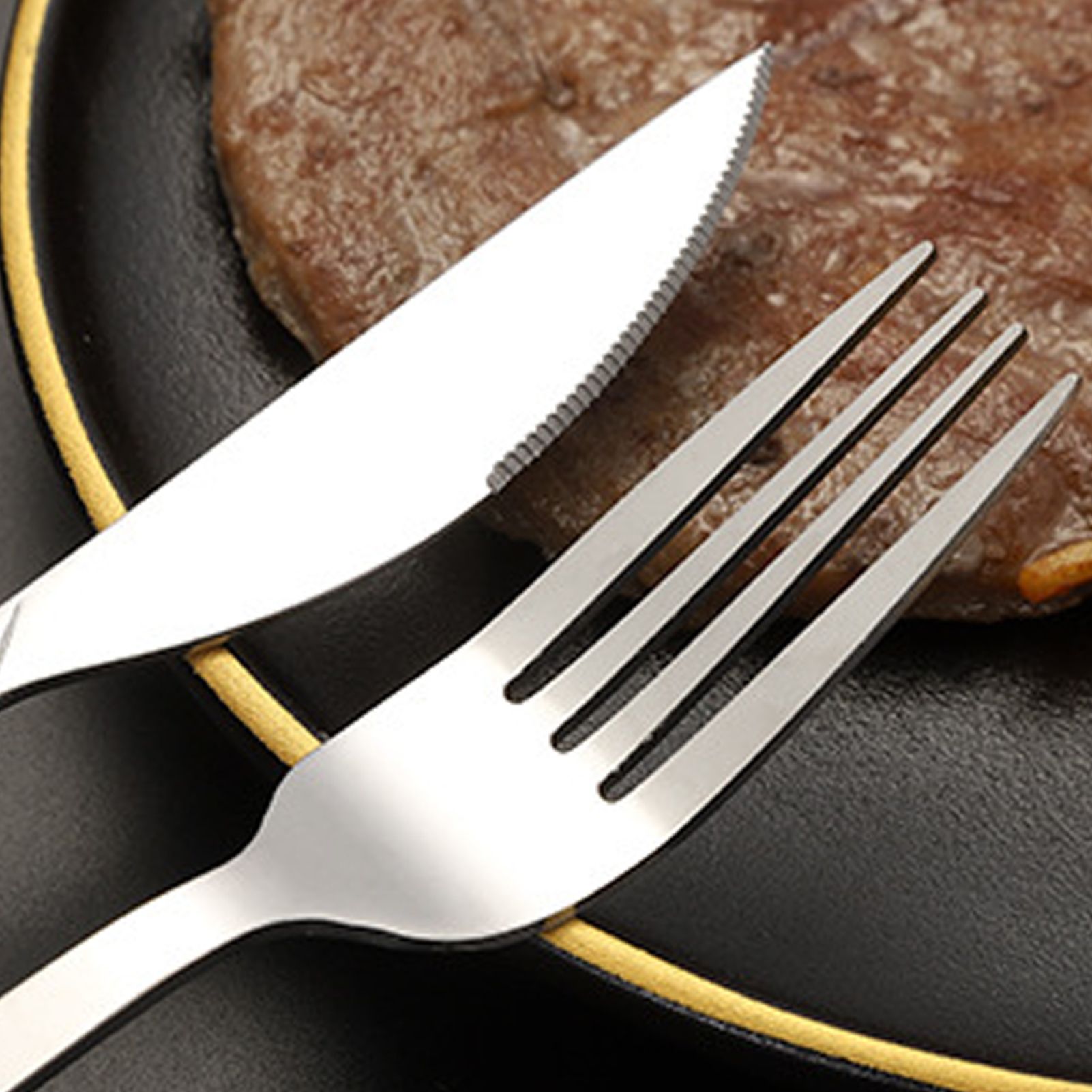Tableware Cutlery Set Stainless Steel Dinner Knives Forks Spoons Eating view 9