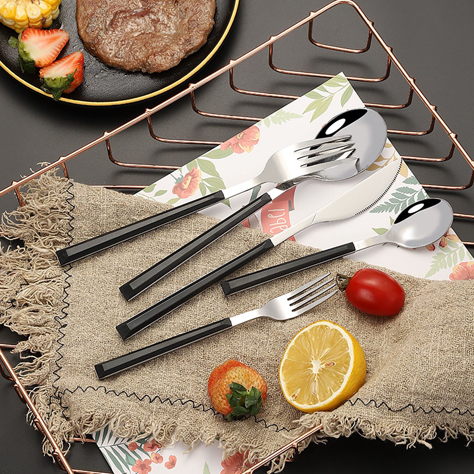 Tableware Cutlery Set Stainless Steel Dinner Knives Forks Spoons Eating view 10