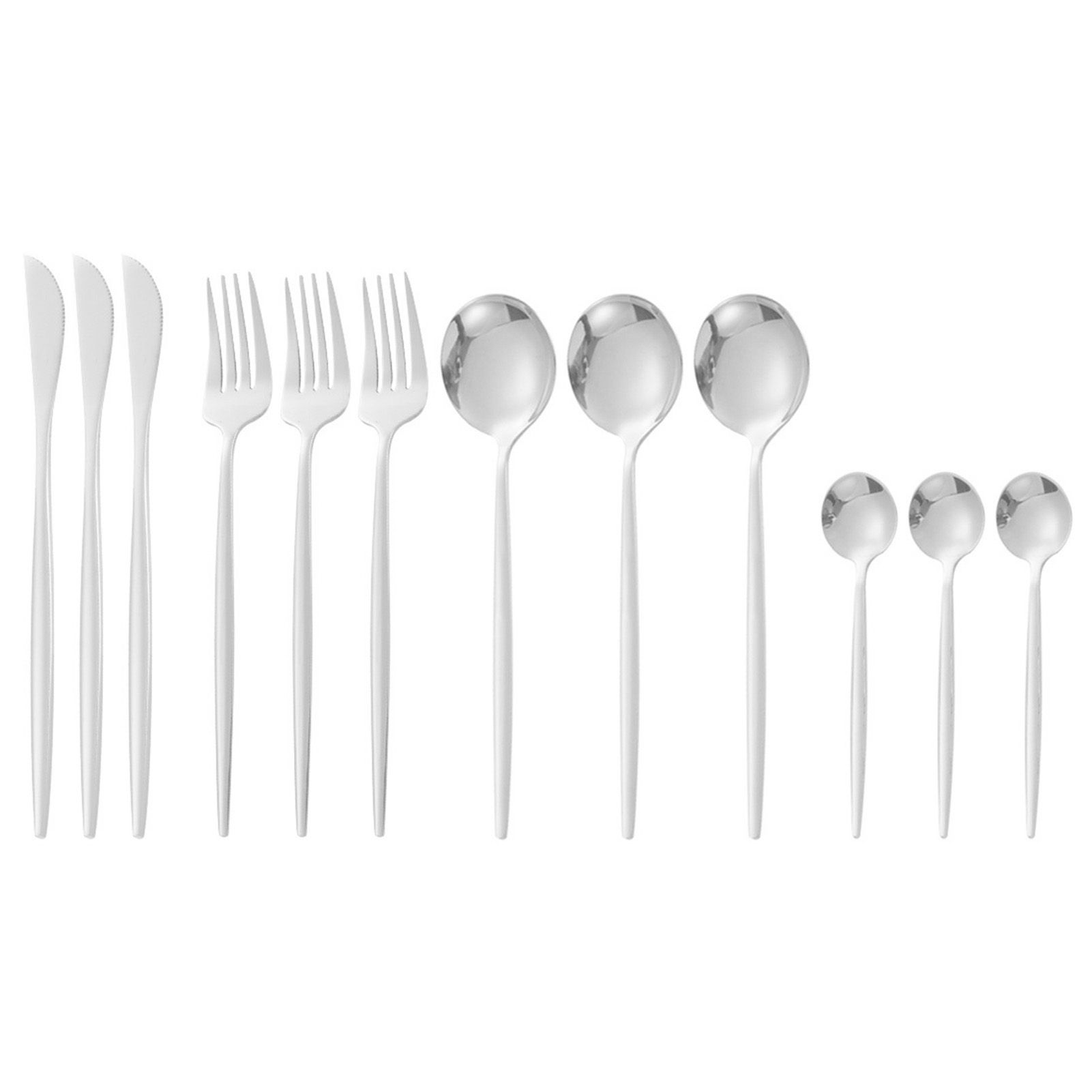12Pcs Tableware Set Spoons Knives Forks Glossy 410 Stainless Steel Cutlery Set