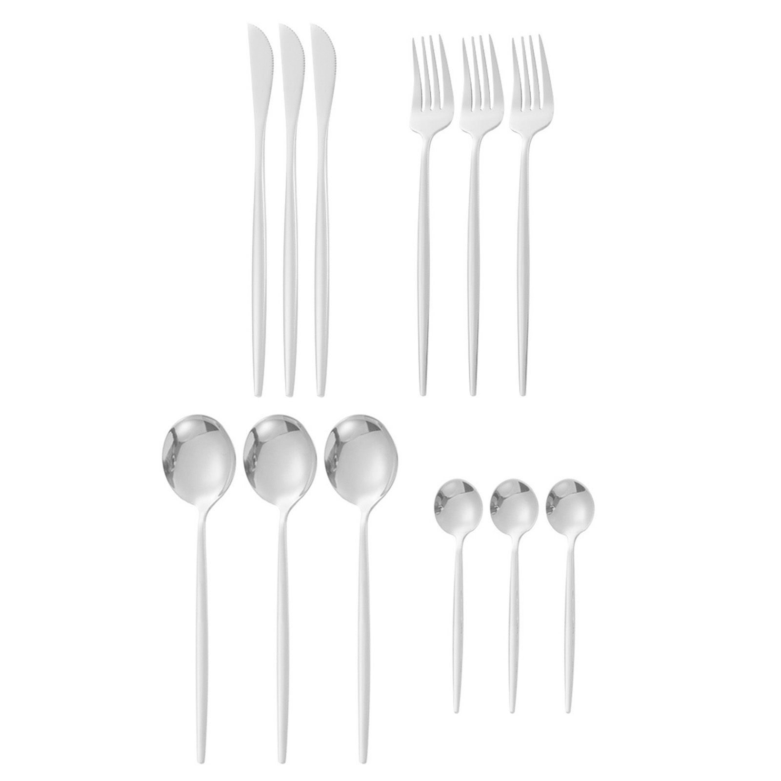 12Pcs Tableware Set Spoons Knives Forks Glossy 410 Stainless Steel Cutlery Set view 4