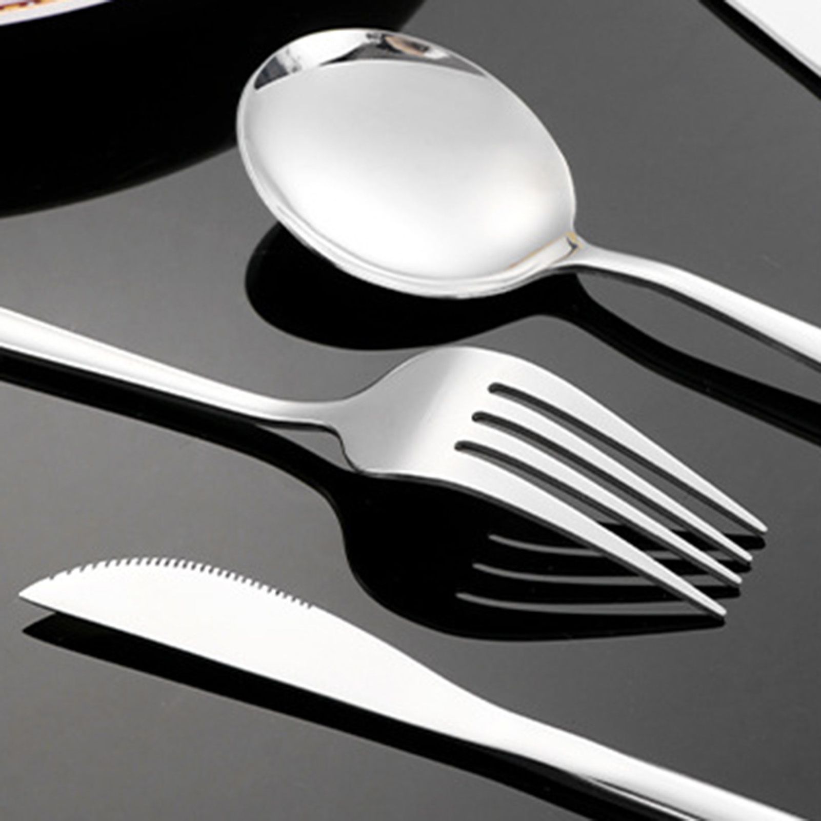 12Pcs Tableware Set Spoons Knives Forks Glossy 410 Stainless Steel Cutlery Set view 8