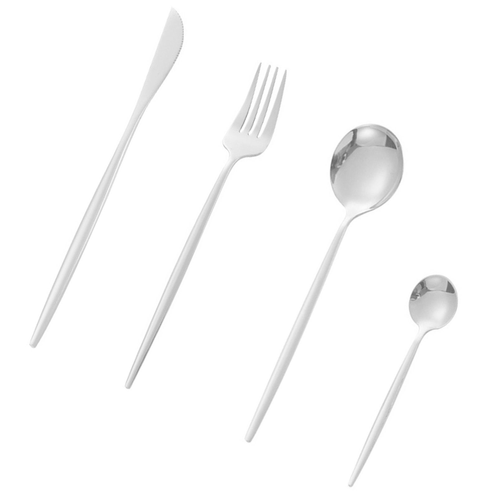 12Pcs Tableware Set Spoons Knives Forks Glossy 410 Stainless Steel Cutlery Set view 10