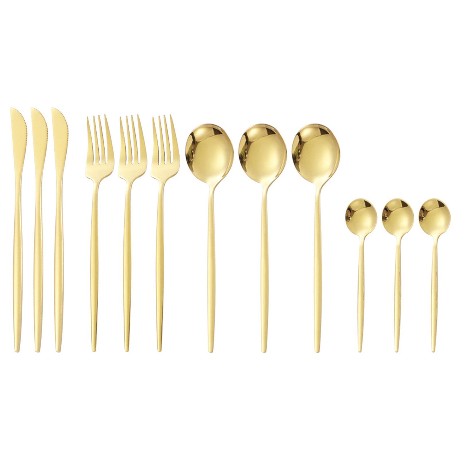 12Pcs Tableware Set Spoons Knives Forks Glossy 410 Stainless Steel Cutlery Set