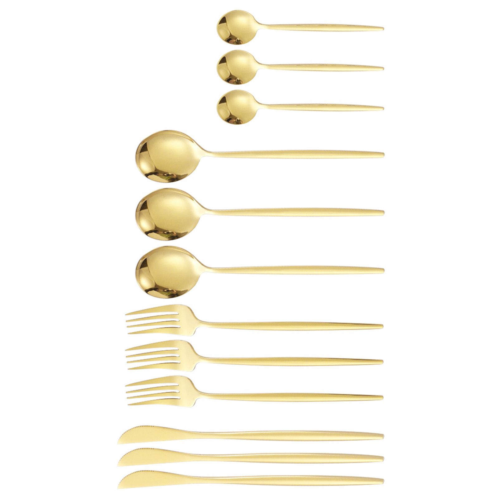 12Pcs Tableware Set Spoons Knives Forks Glossy 410 Stainless Steel Cutlery Set view 2