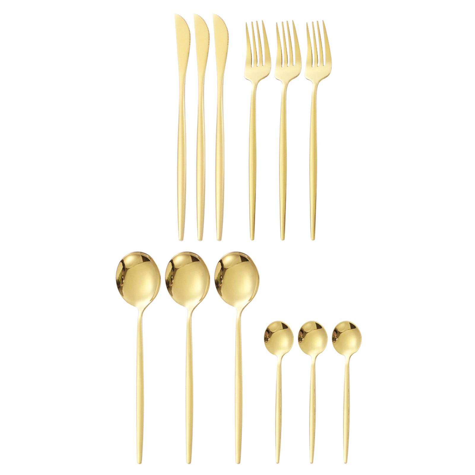 12Pcs Tableware Set Spoons Knives Forks Glossy 410 Stainless Steel Cutlery Set view 3