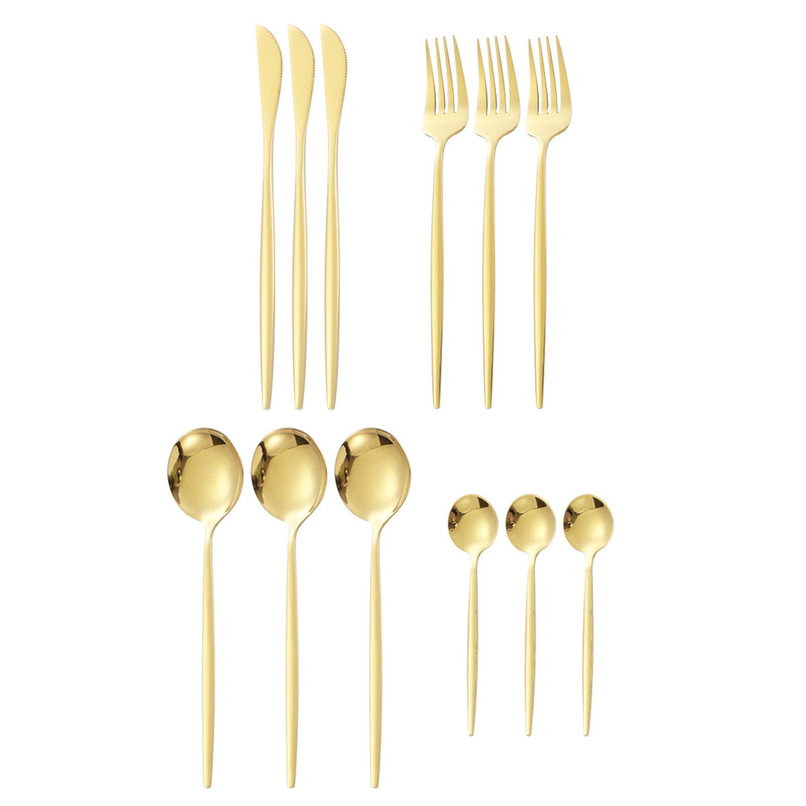 12Pcs Tableware Set Spoons Knives Forks Glossy 410 Stainless Steel Cutlery Set view 4