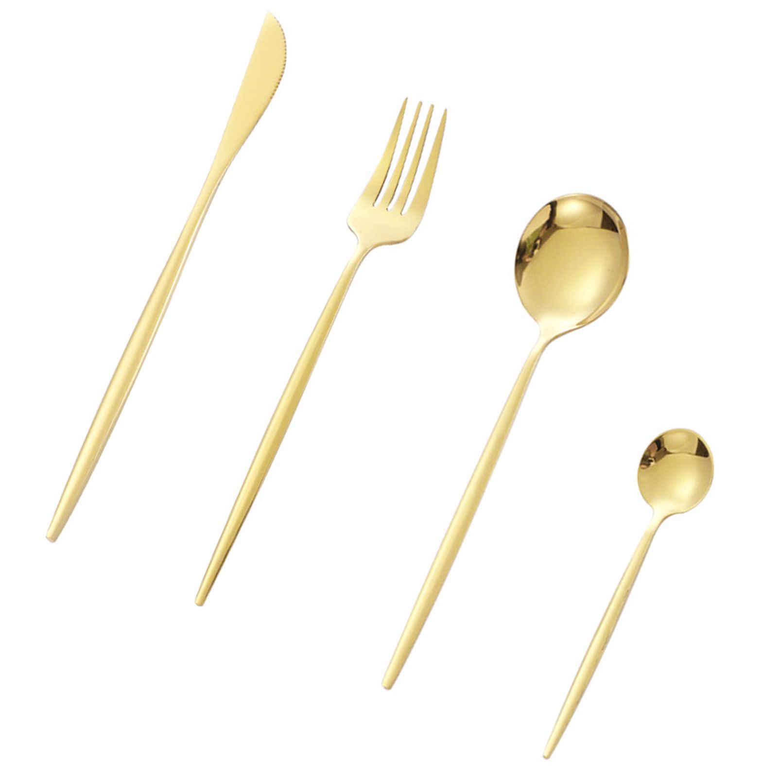 12Pcs Tableware Set Spoons Knives Forks Glossy 410 Stainless Steel Cutlery Set view 10