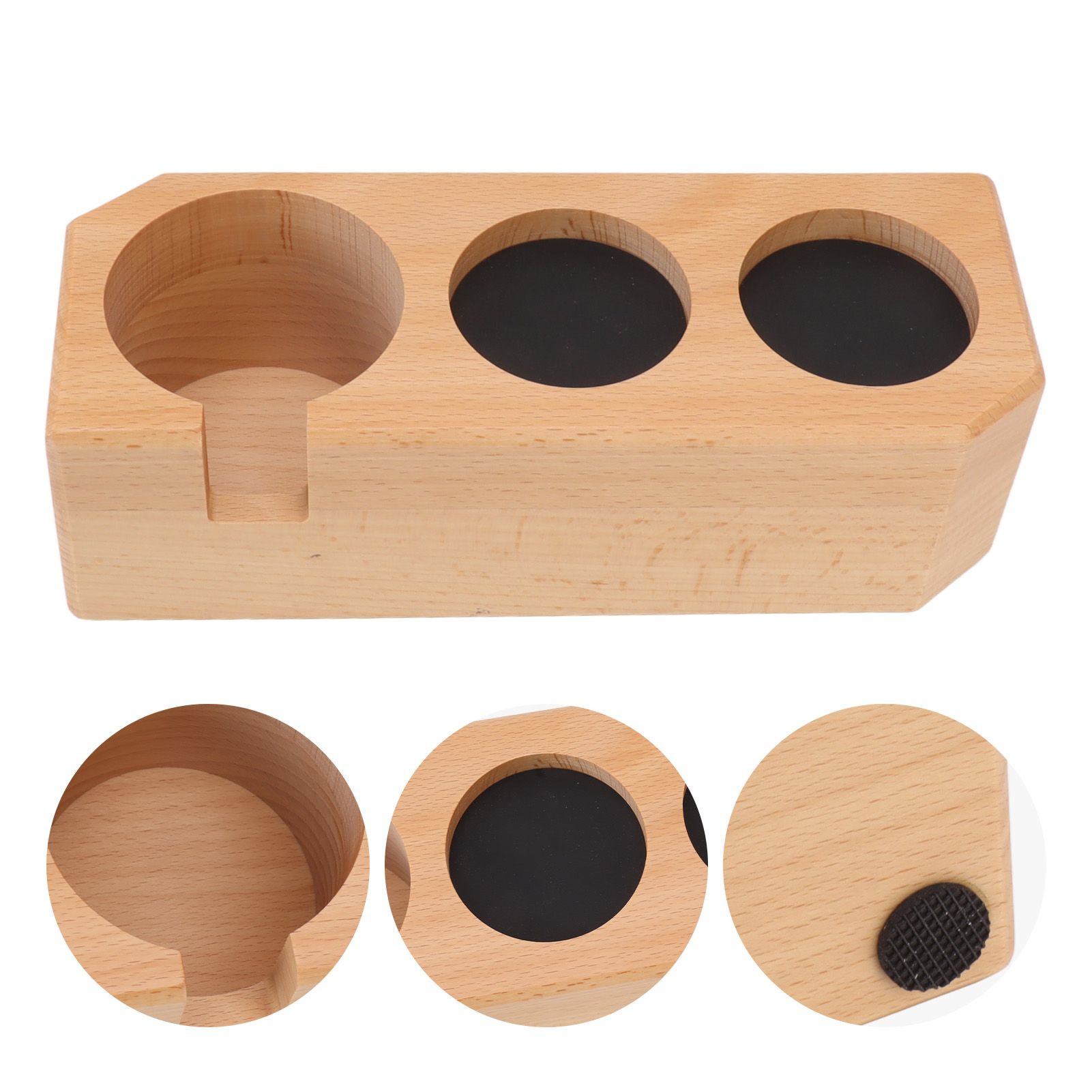 Tamping Station Beech Wood Tamper Mat Stand with Anti Slip Pad for Coffee Bar view 10