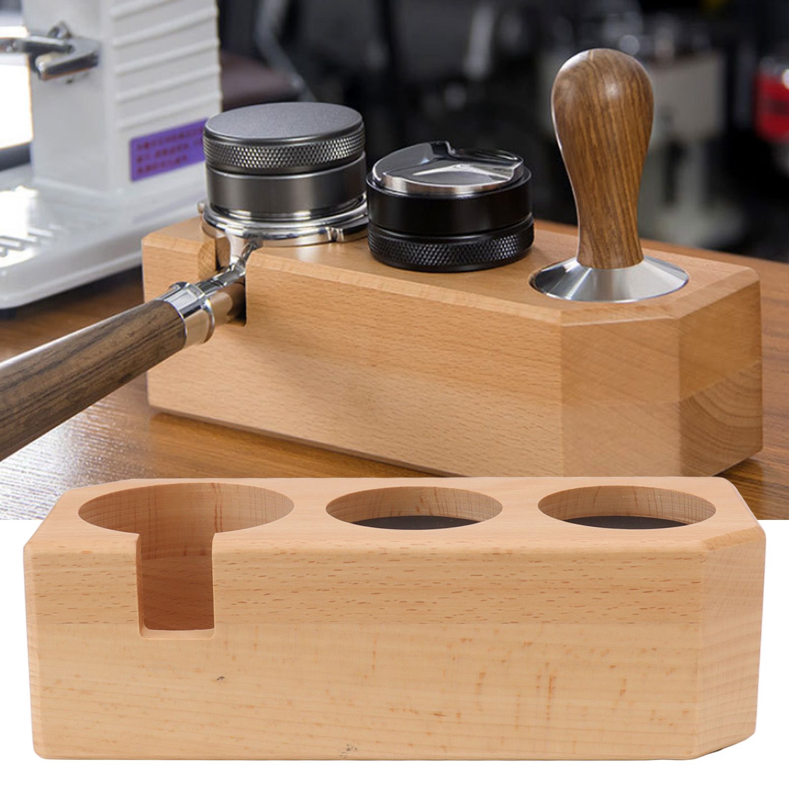 Tamping Station Beech Wood Tamper Mat Stand with Anti Slip Pad for Coffee Bar view 11