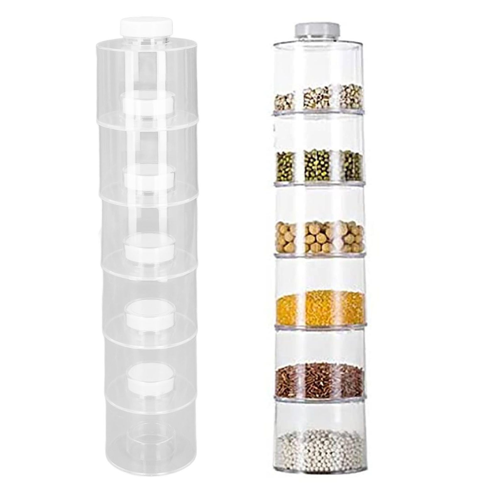 6 Pcs Stackable Spice Pot Spice Tower Spice Color Transparent Pot Seasoning view 11