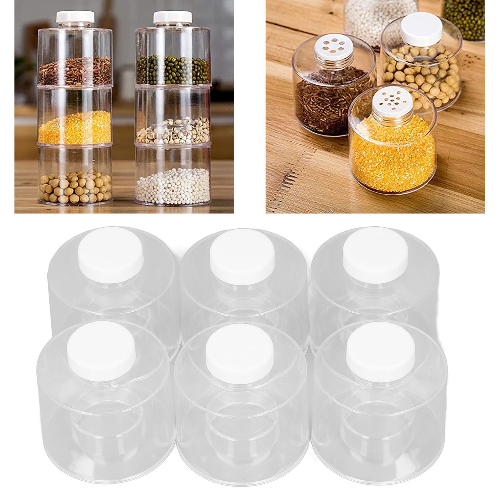 6 Pcs Stackable Spice Pot Spice Tower Spice Color Transparent Pot Seasoning view 12