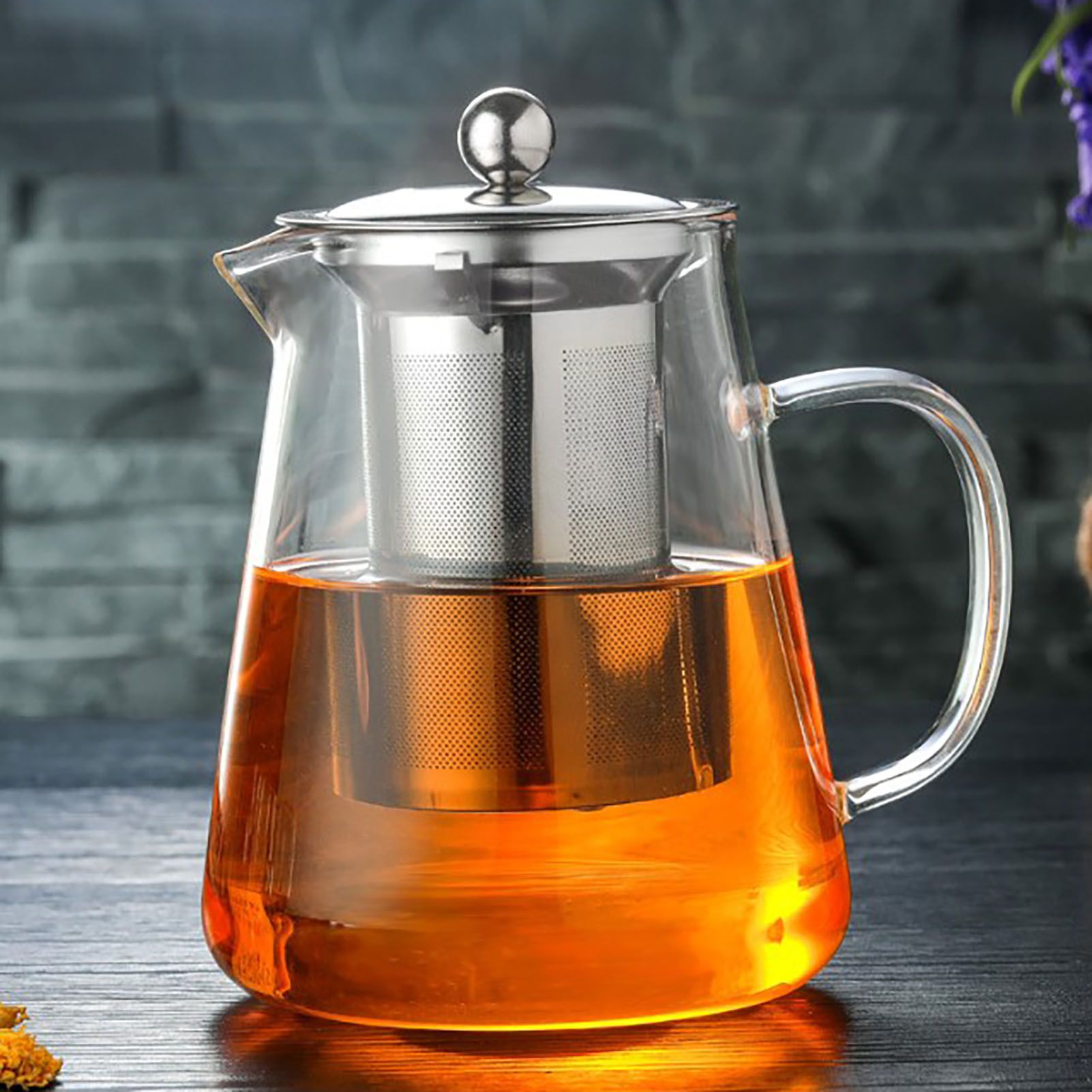 1300ml Glass Teapot Thickened Heat Resistant Clear Ergonomic Handle for Loose view 5