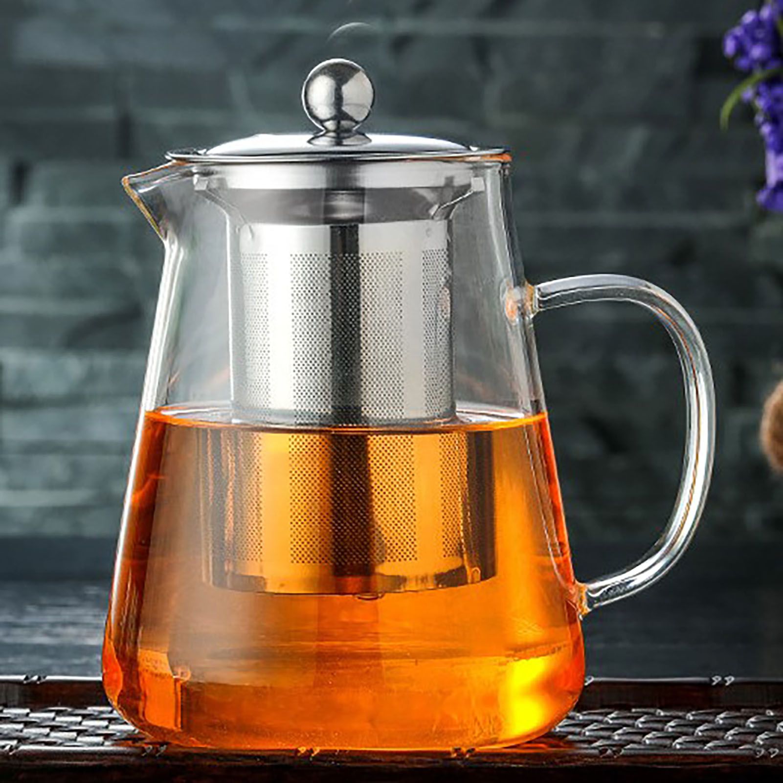 1300ml Glass Teapot Thickened Heat Resistant Clear Ergonomic Handle for Loose view 10