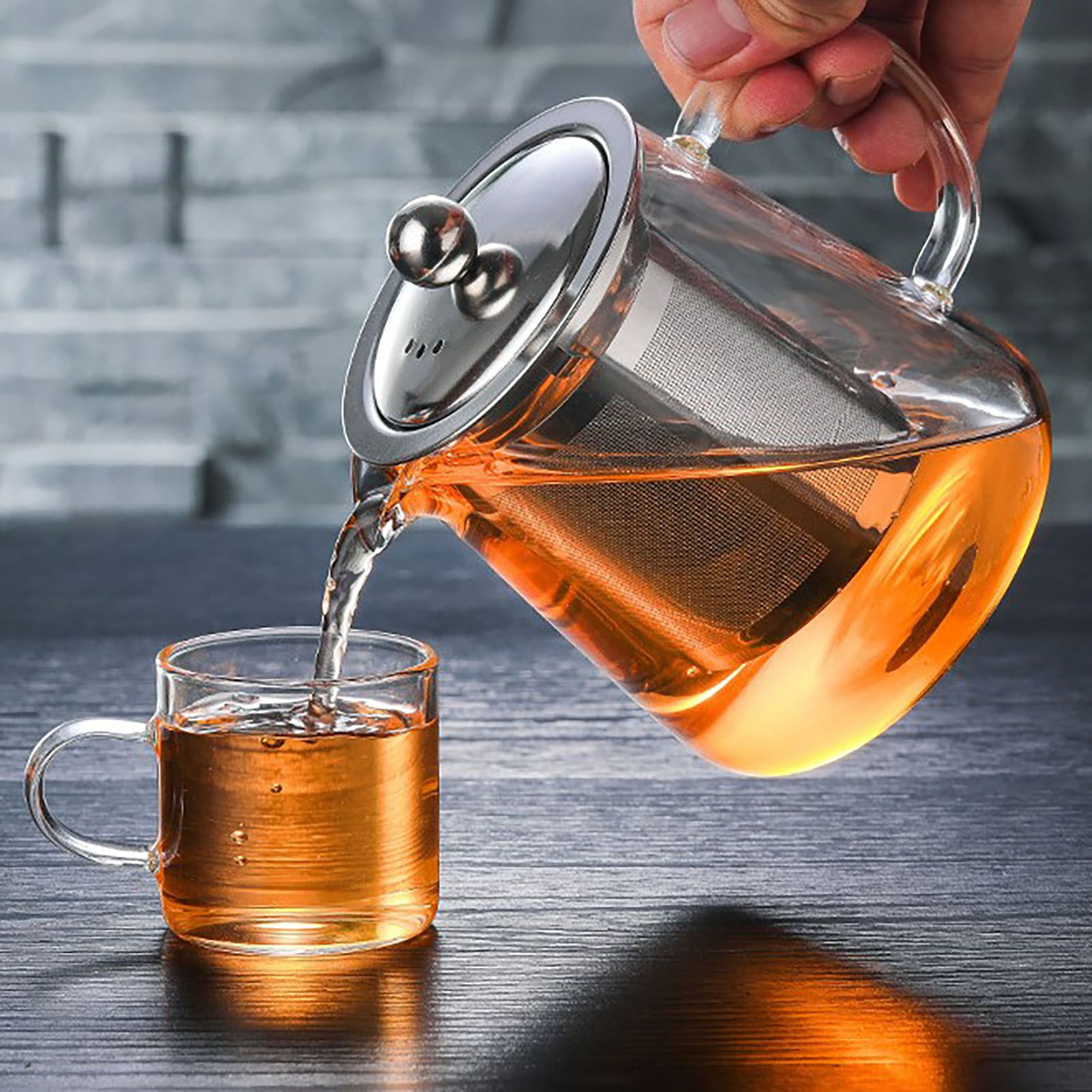 1300ml Glass Teapot Thickened Heat Resistant Clear Ergonomic Handle for Loose view 12