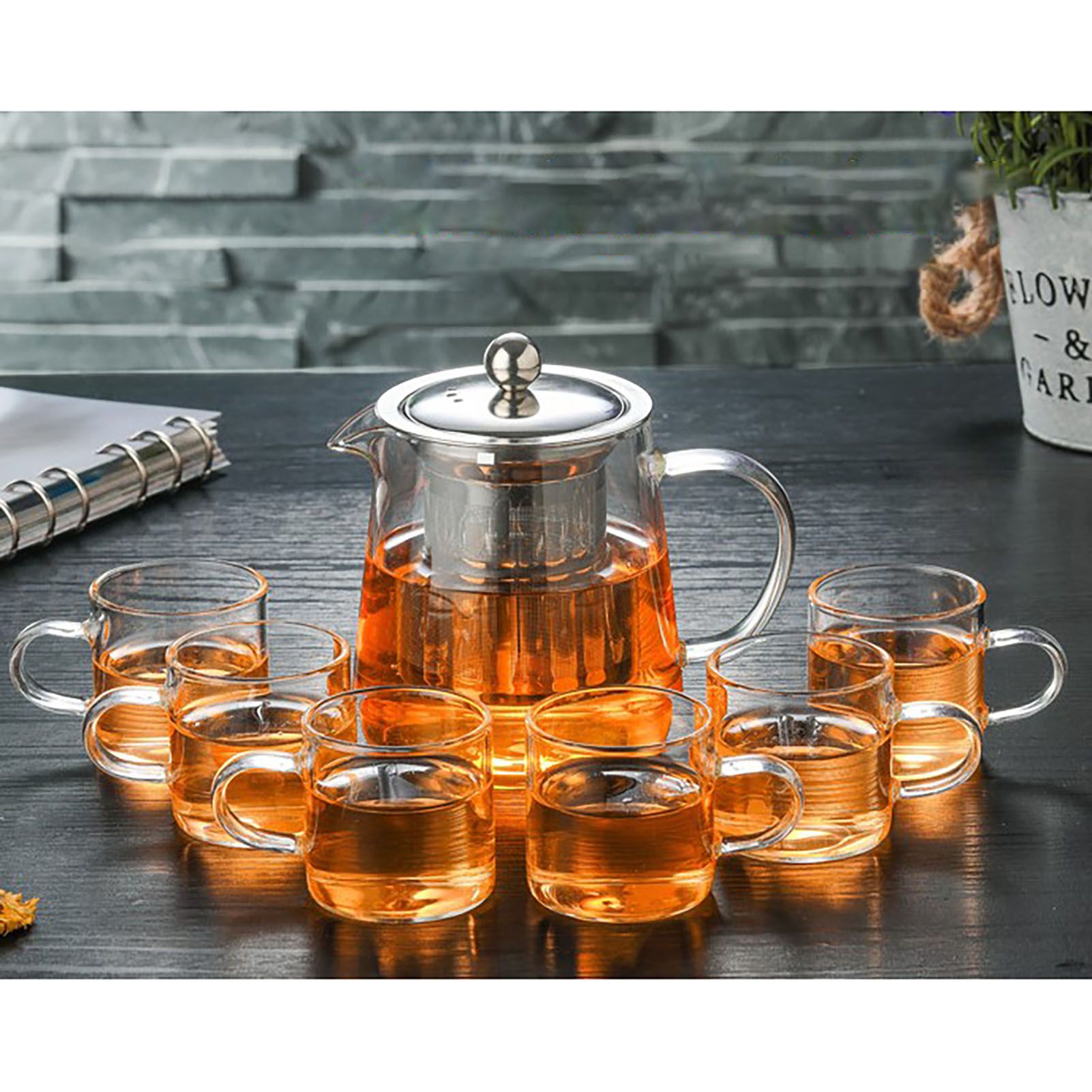 1300ml Glass Teapot Thickened Heat Resistant Clear Ergonomic Handle for Loose view 13