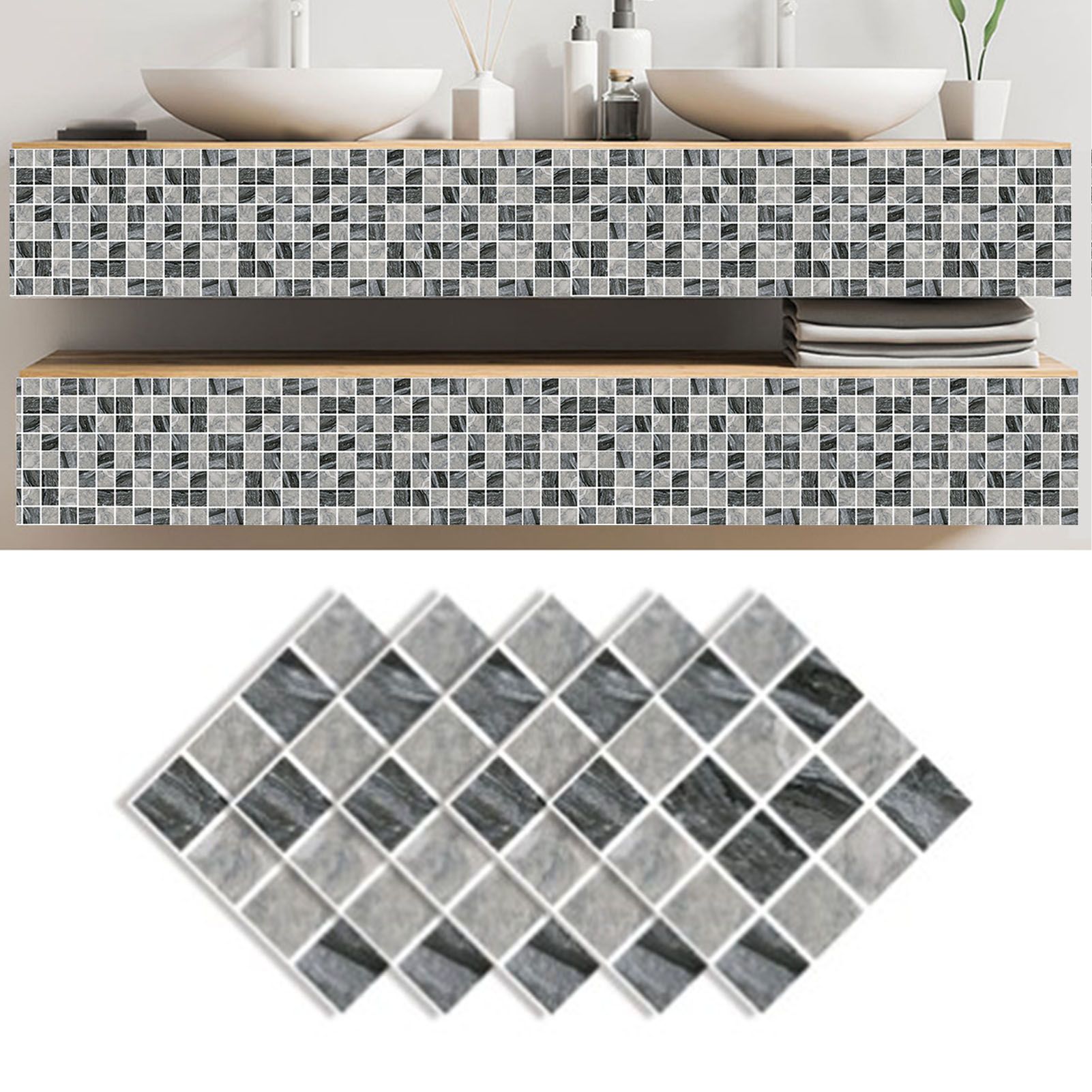 30PCS Mosaic Wallpaper PVC 3D Waterproof Oil Proof Self Adhesive Wall Sticker view 5
