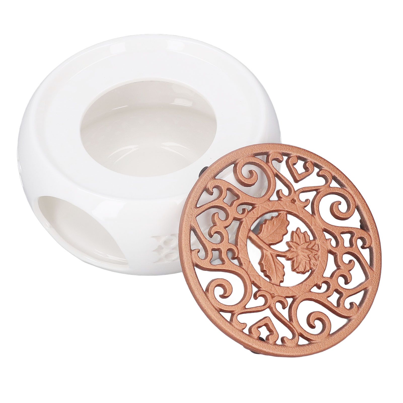 Ceramic Teapot Warmer Hollowed Pad Concave Bottom Practical Multifunction view 2