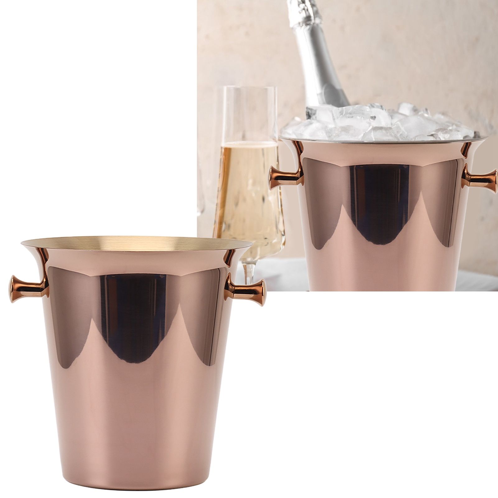 Ice Bucket with Handles Stainless Steel Beer Wine Beverage Cooling Tub for view 11