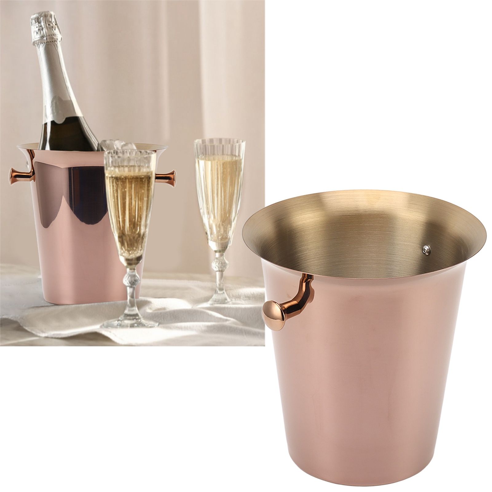 Ice Bucket with Handles Stainless Steel Beer Wine Beverage Cooling Tub for view 12