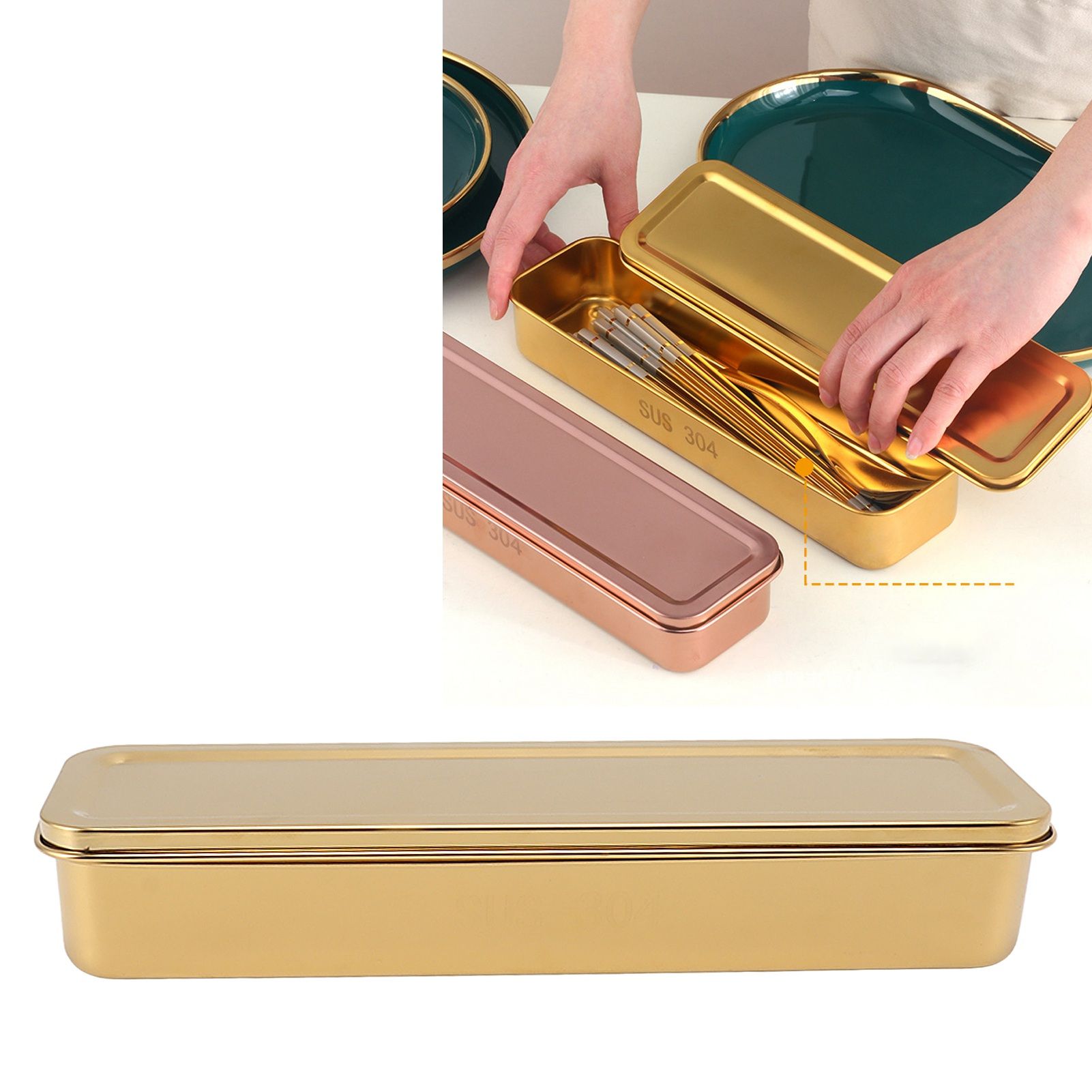 Stainless Steel Cutlery Tray Holder Kitchen Chopstick Spoon Fork Storage Box view 9