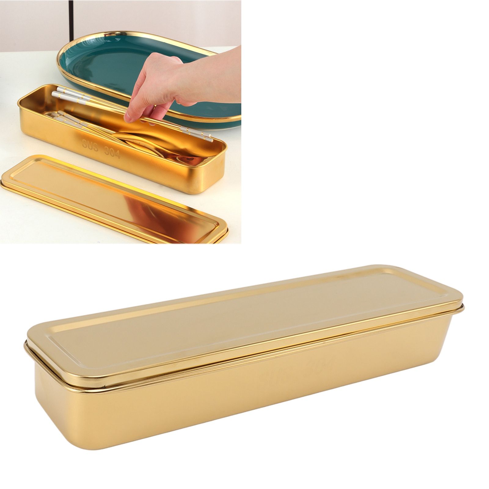 Stainless Steel Cutlery Tray Holder Kitchen Chopstick Spoon Fork Storage Box view 10