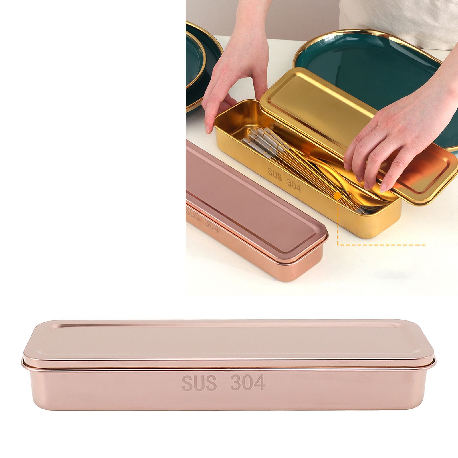 Stainless Steel Cutlery Tray Holder Kitchen Chopstick Spoon Fork Storage Box view 9