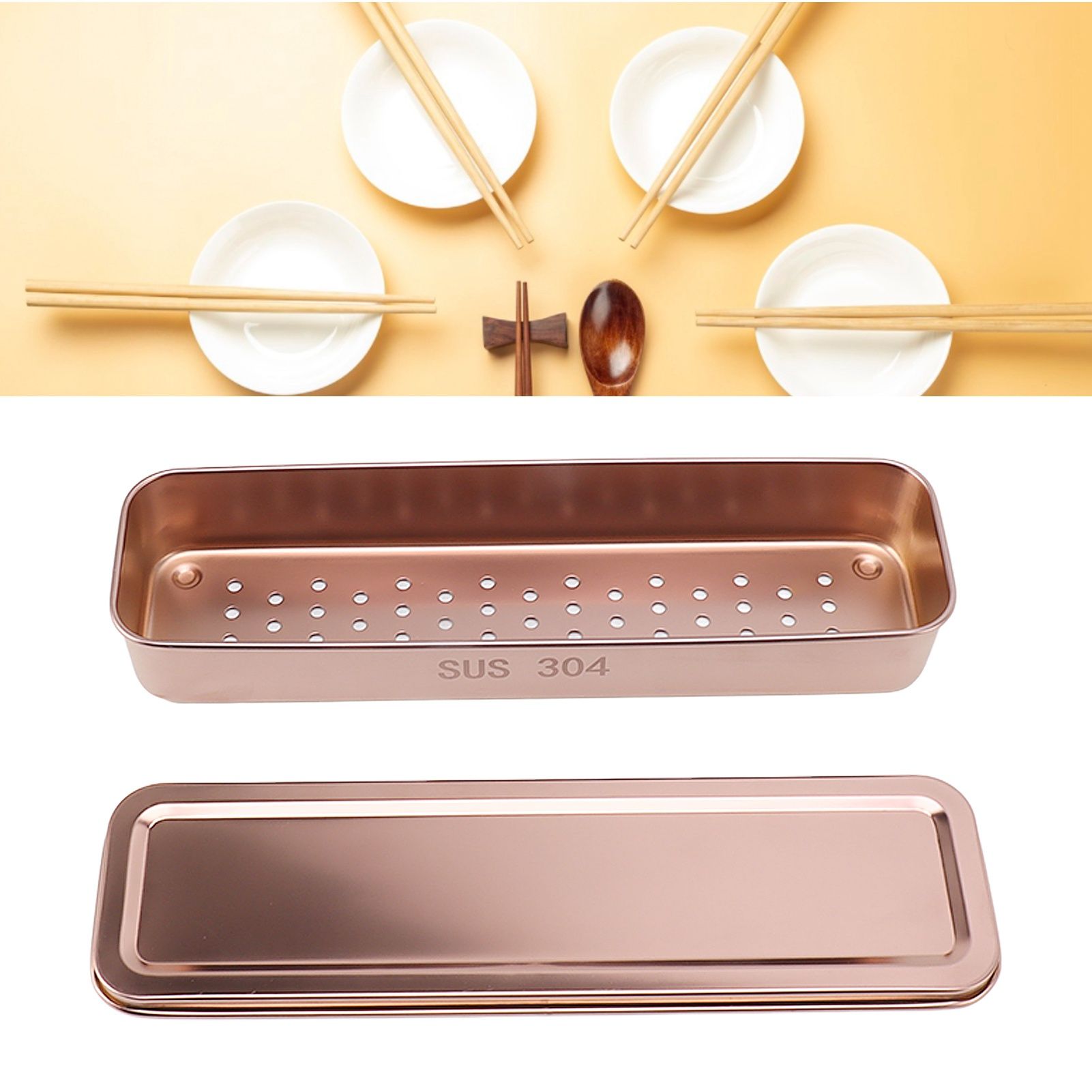 Stainless Steel Cutlery Tray Holder Kitchen Chopstick Spoon Fork Storage Box view 12