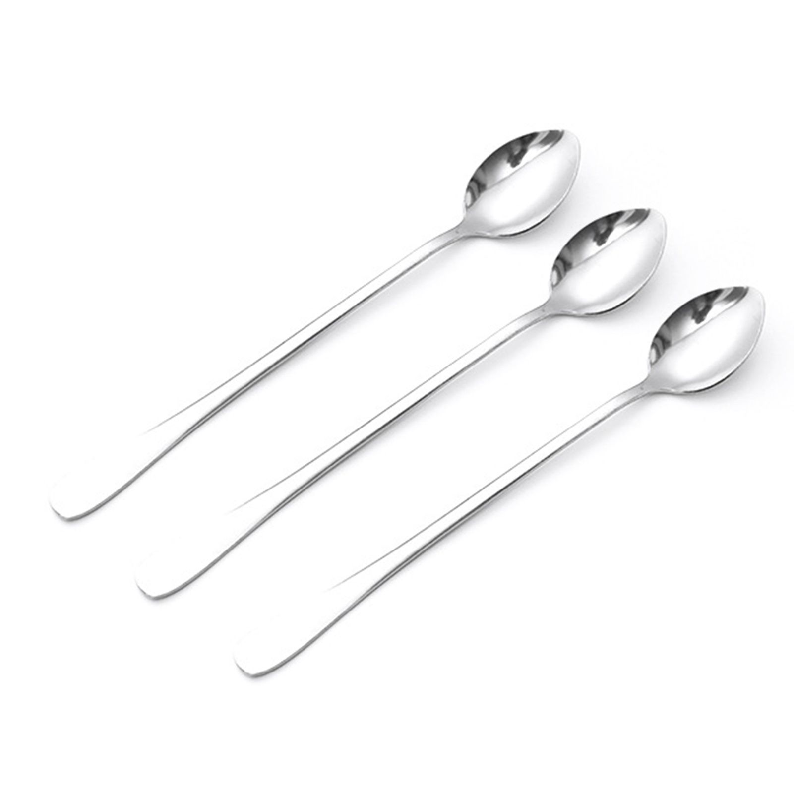 3Pcs Stainless Steel Long Handle Spoon Coffee Ice Tea Ice Cream Spoon for Bar
