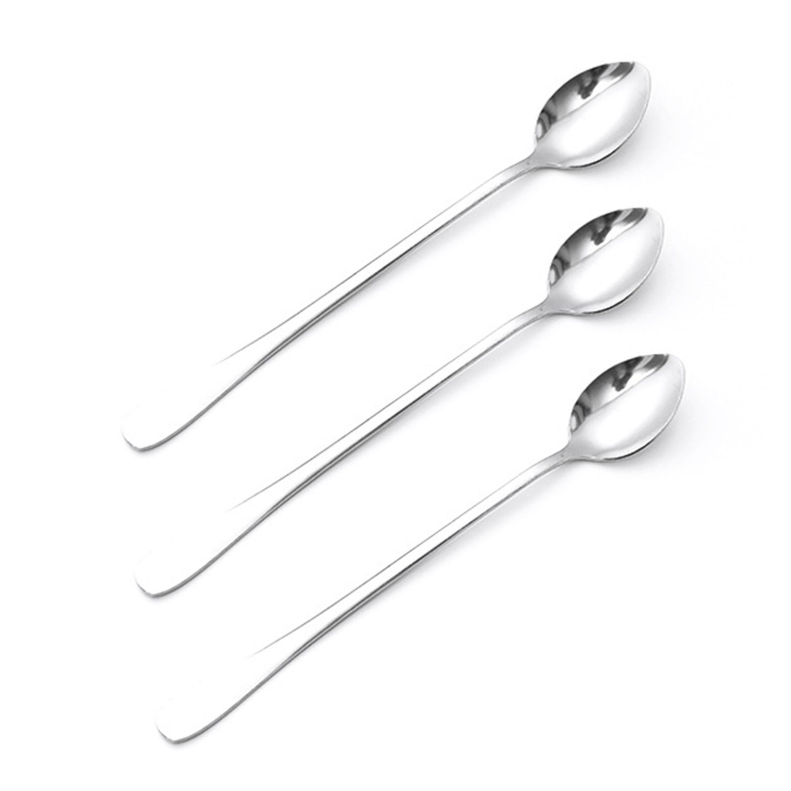 3Pcs Stainless Steel Long Handle Spoon Coffee Ice Tea Ice Cream Spoon for Bar view 2
