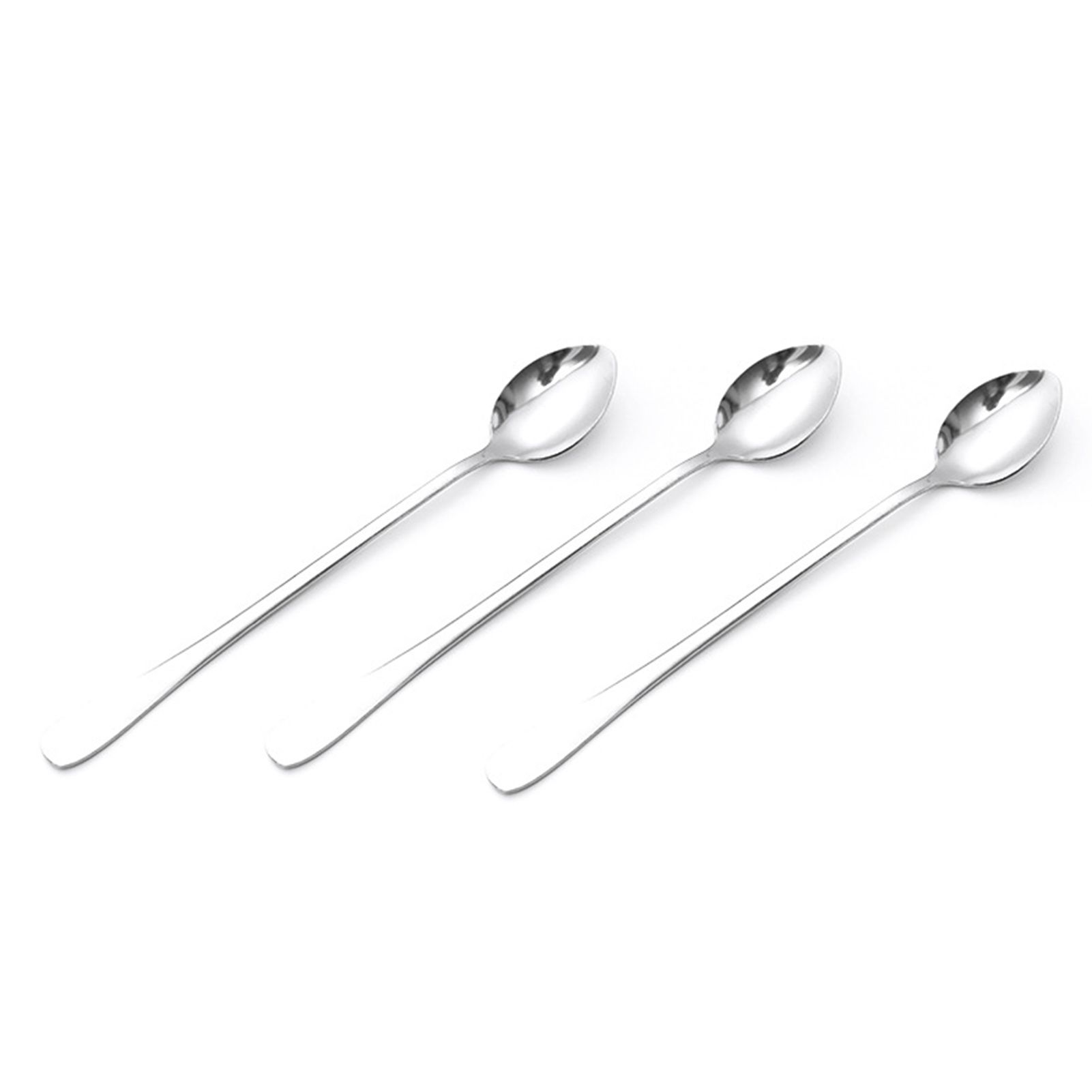 3Pcs Stainless Steel Long Handle Spoon Coffee Ice Tea Ice Cream Spoon for Bar view 4