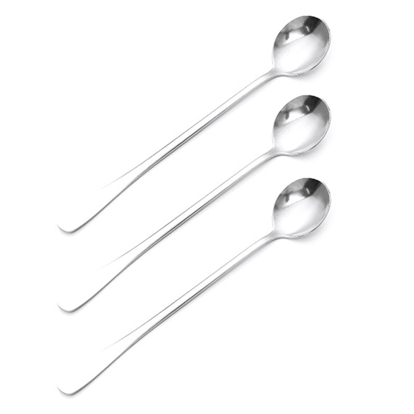 3Pcs Stainless Steel Long Handle Spoon Coffee Ice Tea Ice Cream Spoon for Bar view 2