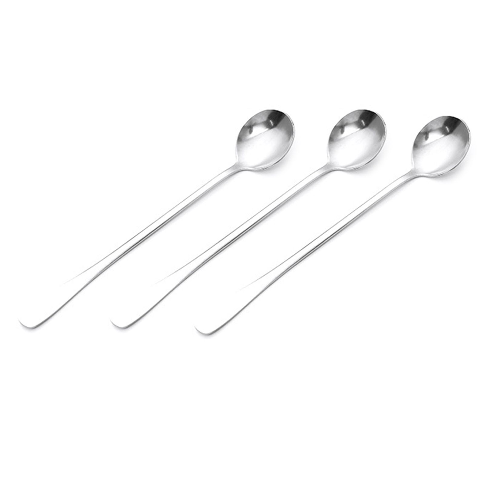 3Pcs Stainless Steel Long Handle Spoon Coffee Ice Tea Ice Cream Spoon for Bar view 4