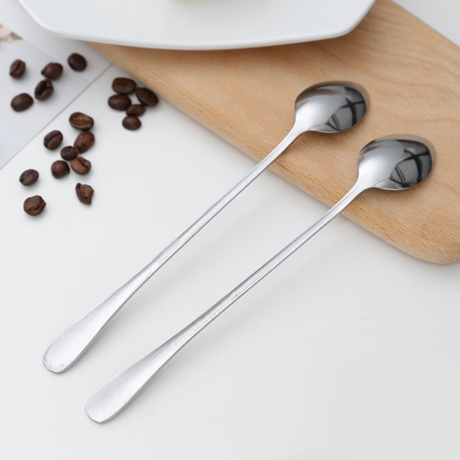 3Pcs Stainless Steel Long Handle Spoon Coffee Ice Tea Ice Cream Spoon for Bar view 9