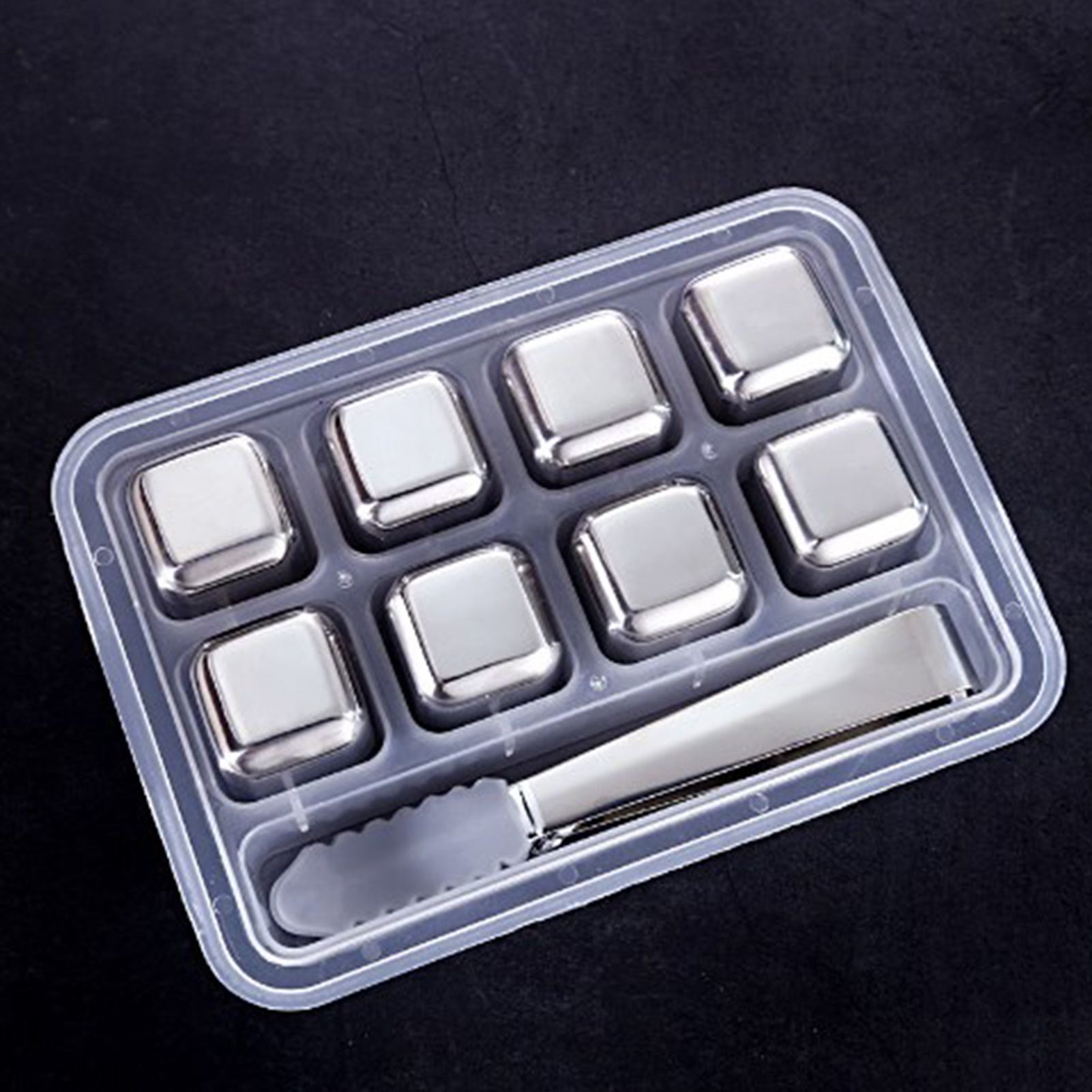 8PCS Metal Ice Cubes 304 Stainless Steel with Ice Tongs Widely Used Whiskey view 4