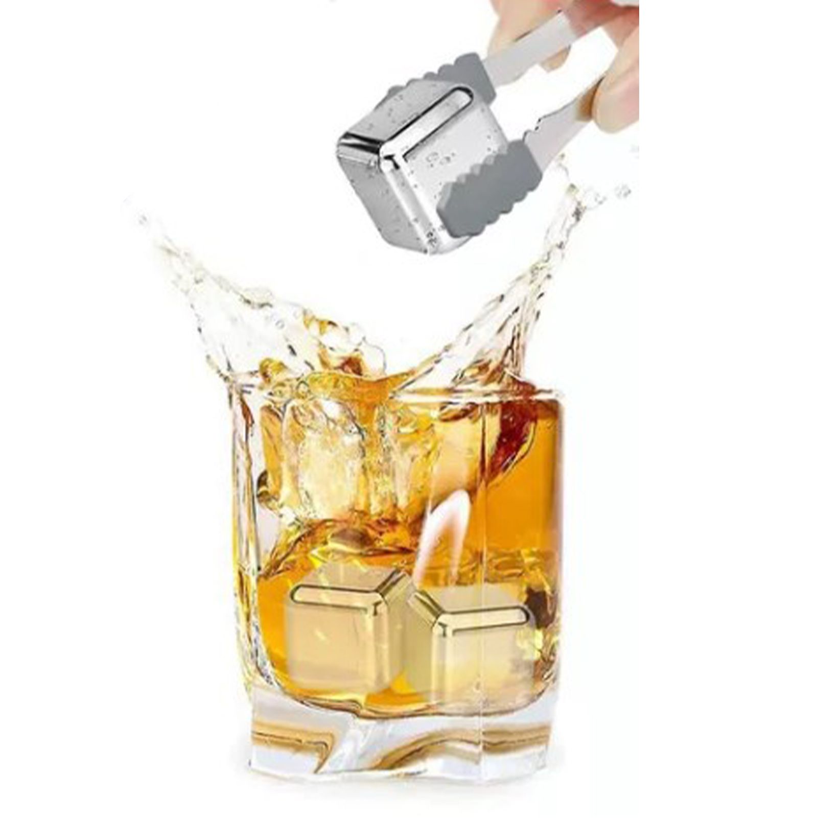 8PCS Metal Ice Cubes 304 Stainless Steel with Ice Tongs Widely Used Whiskey view 7